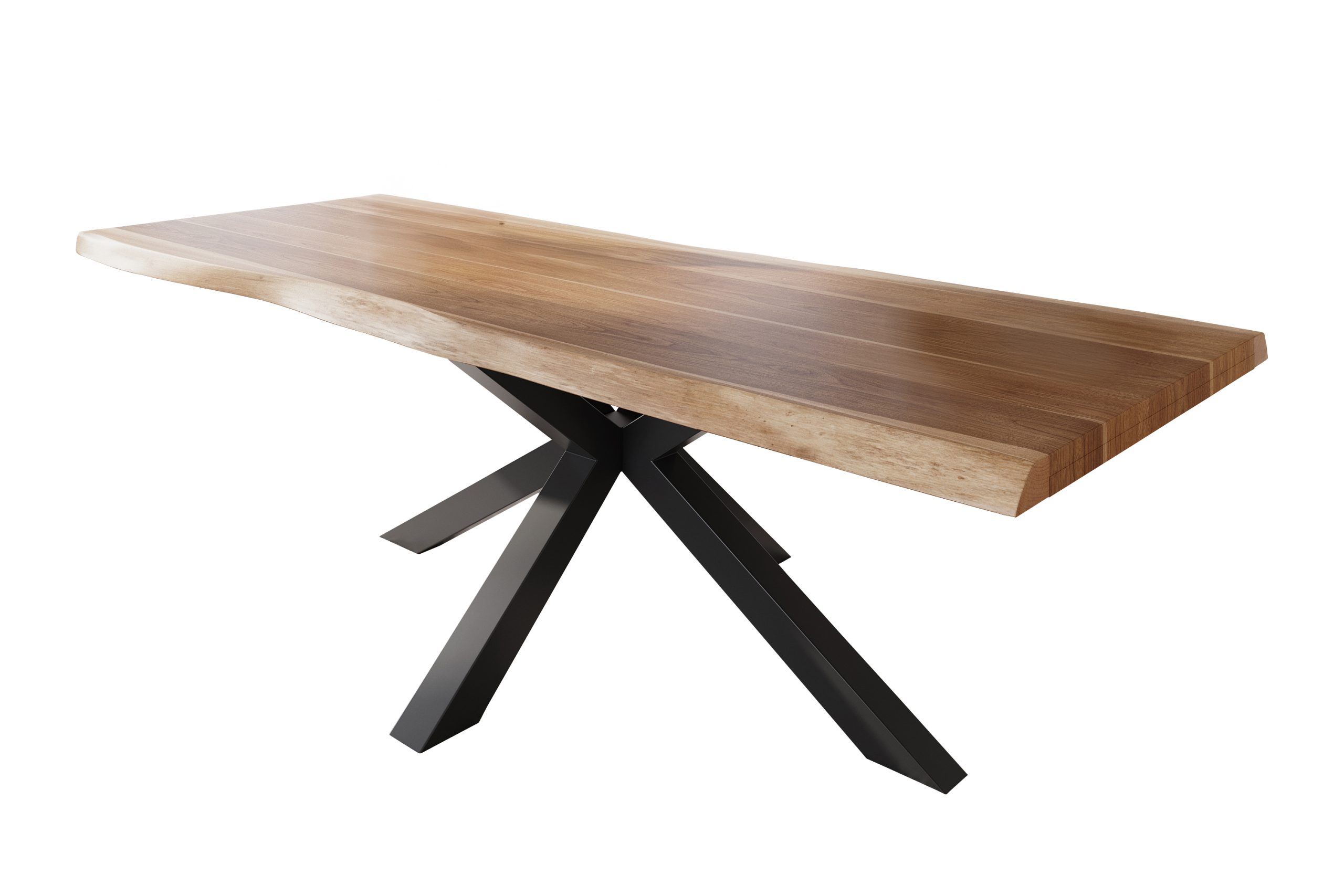 Esstisch 300 x 100 cm Akazie massiv natur Baumkantentisch Spider-Gestell schwarz ATLAS – Bild 3