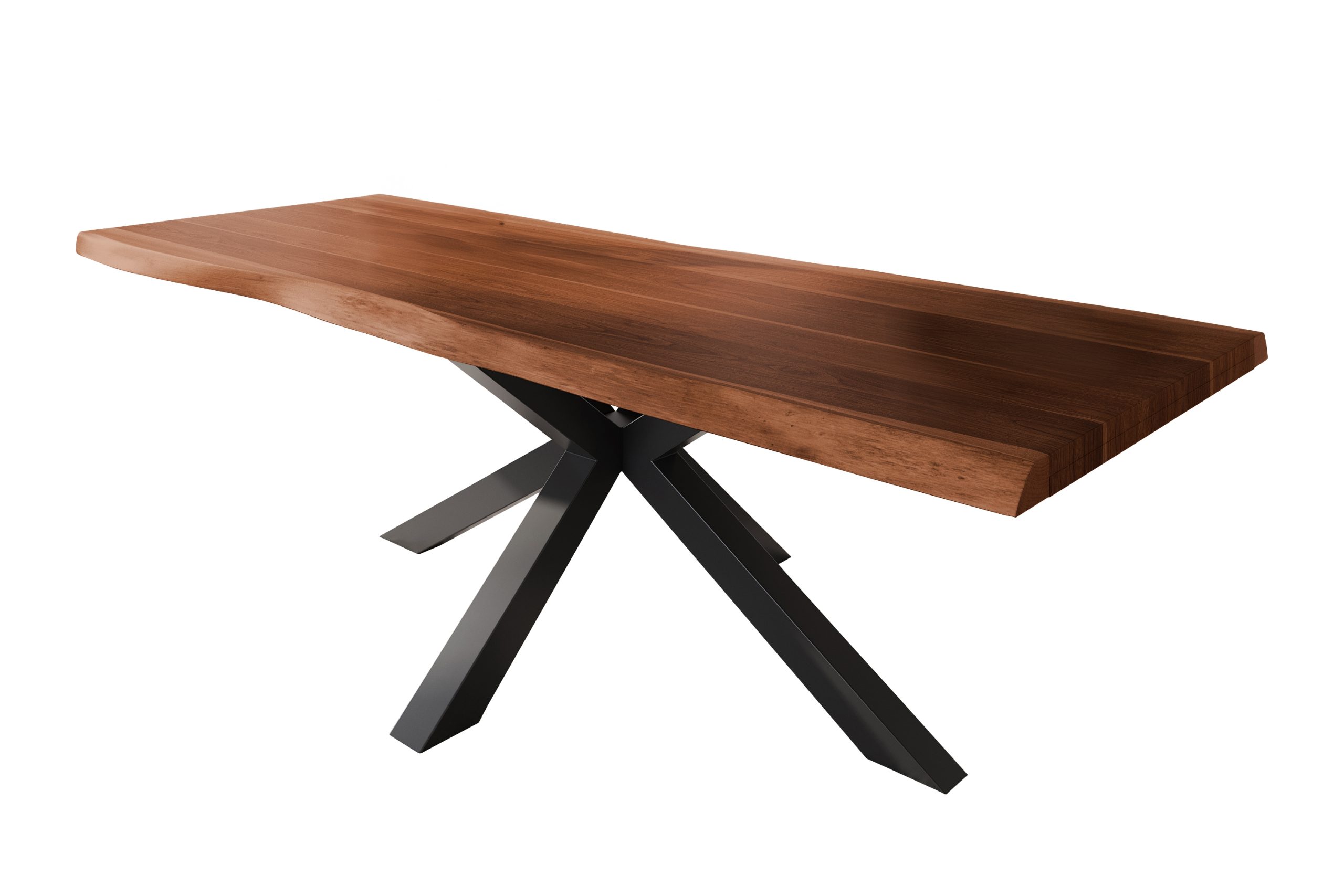 Esstisch 300 x 100 cm Akazie massiv nussbaum Baumkantentisch Spider-Gestell schwarz ATLAS – Bild 3