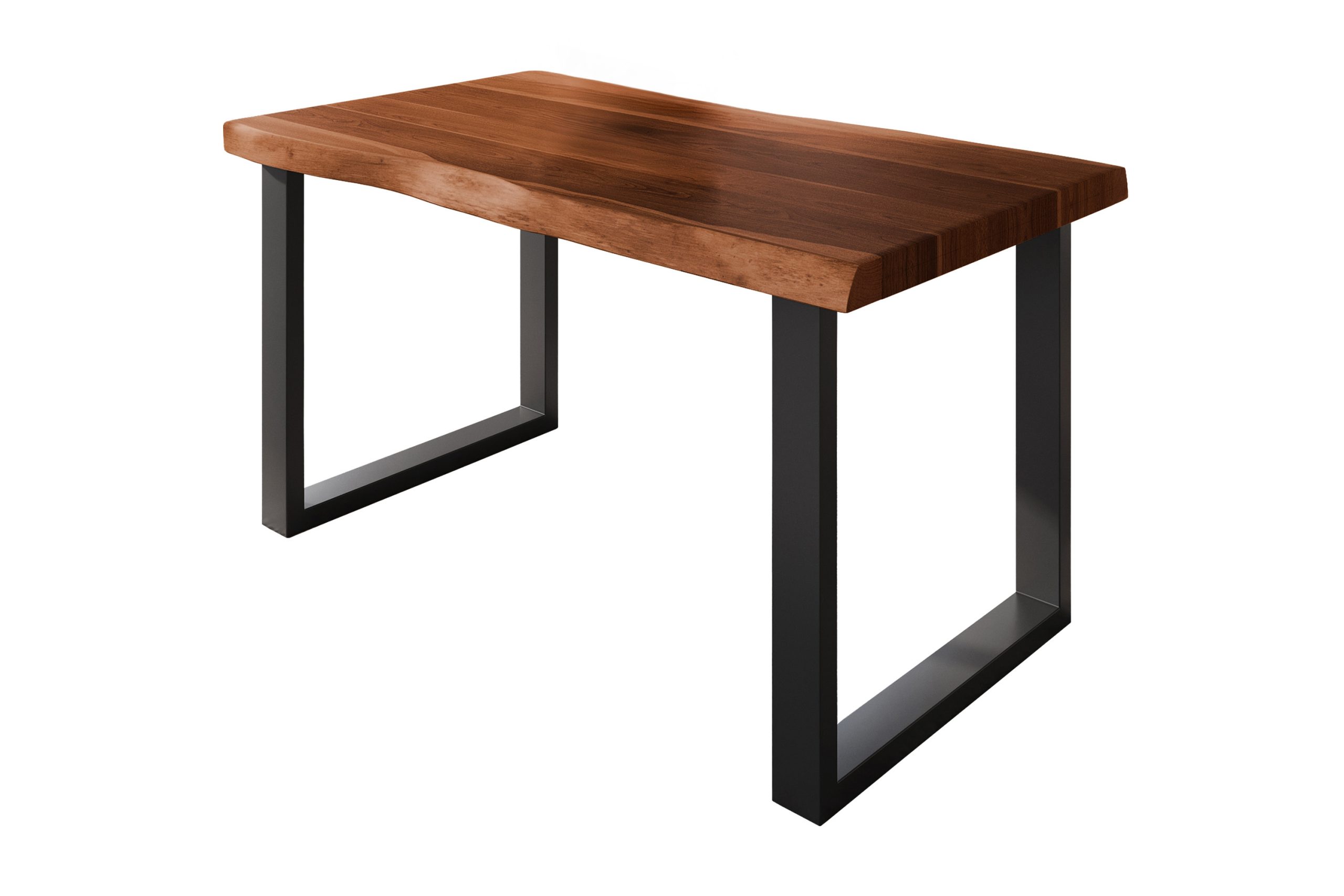 Esstisch 120 x 80 cm Akazie massiv nussbaum Baumkantentisch U-Gestell schwarz ATLAS – Bild 3