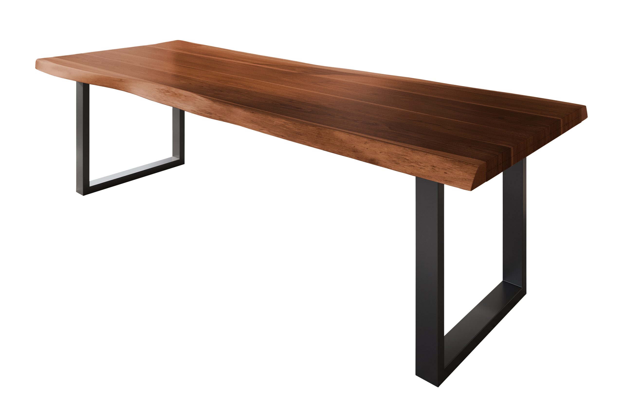 Esstisch 300 x 100 cm Akazie massiv nussbaum Baumkantentisch U-Gestell schwarz ATLAS – Bild 3