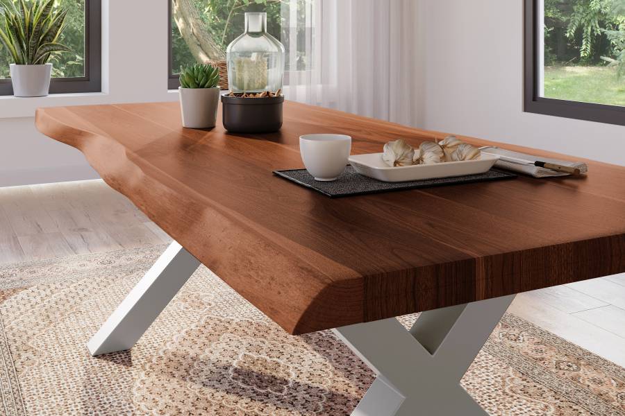 SAM_NEU-Esszimmer-Baumkante-Tische-Atlas-Nuss-X-Gestell-silber-200×100-BKT_Atlas_X_Gestell_silber_04