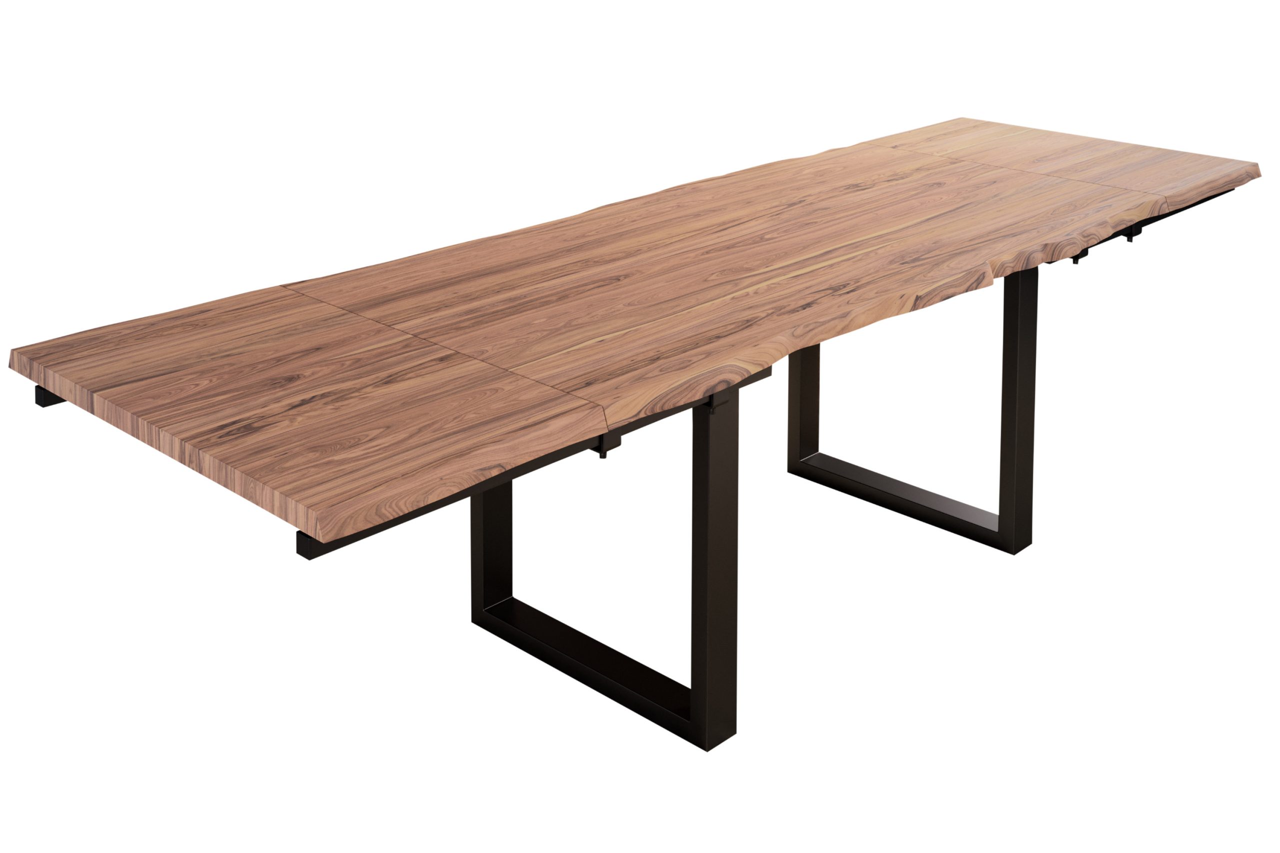 Baumkantentisch stone 200(300)x100cm mit Ansteckplatten U-Gestell schwarz BARCELONA – Bild 2