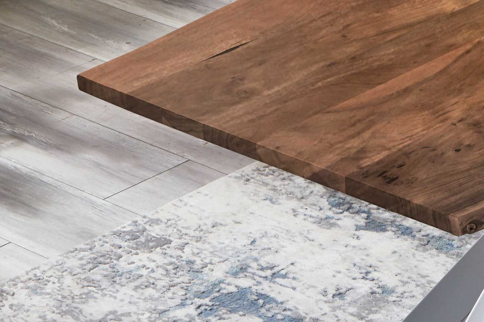 Esstisch Baumkante massiv Akazie nussbaum 200 x 100 Spider-Gestell silber BENNI – Bild 6