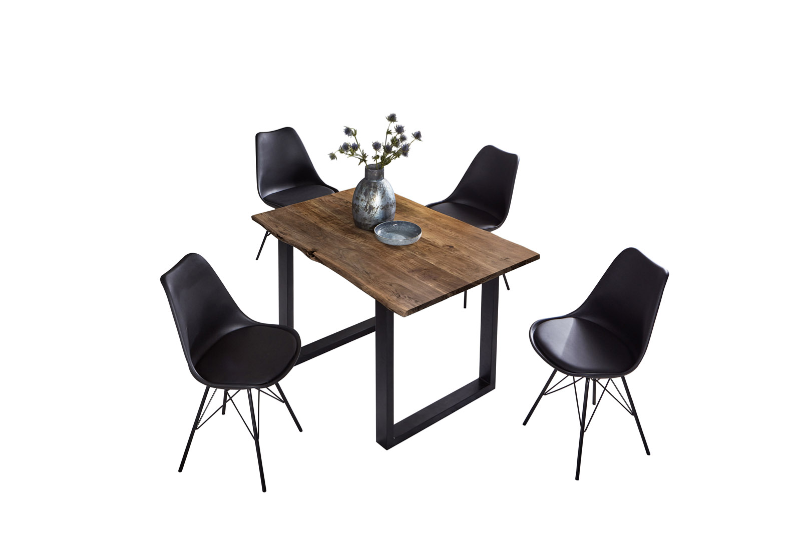 Esstisch Baumkante massiv Akazie Nussbaum 120 x 80 schwarz BILLY – Bild 5