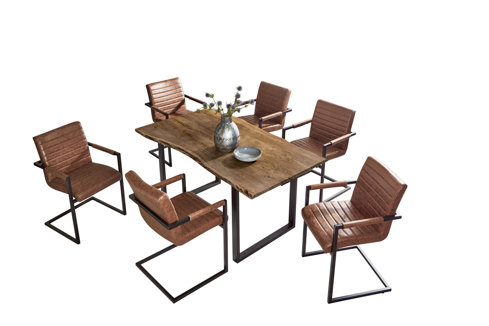 Esstisch Baumkante massiv Akazie Nussbaum 130 x 75 schwarz BILLY – Bild 6