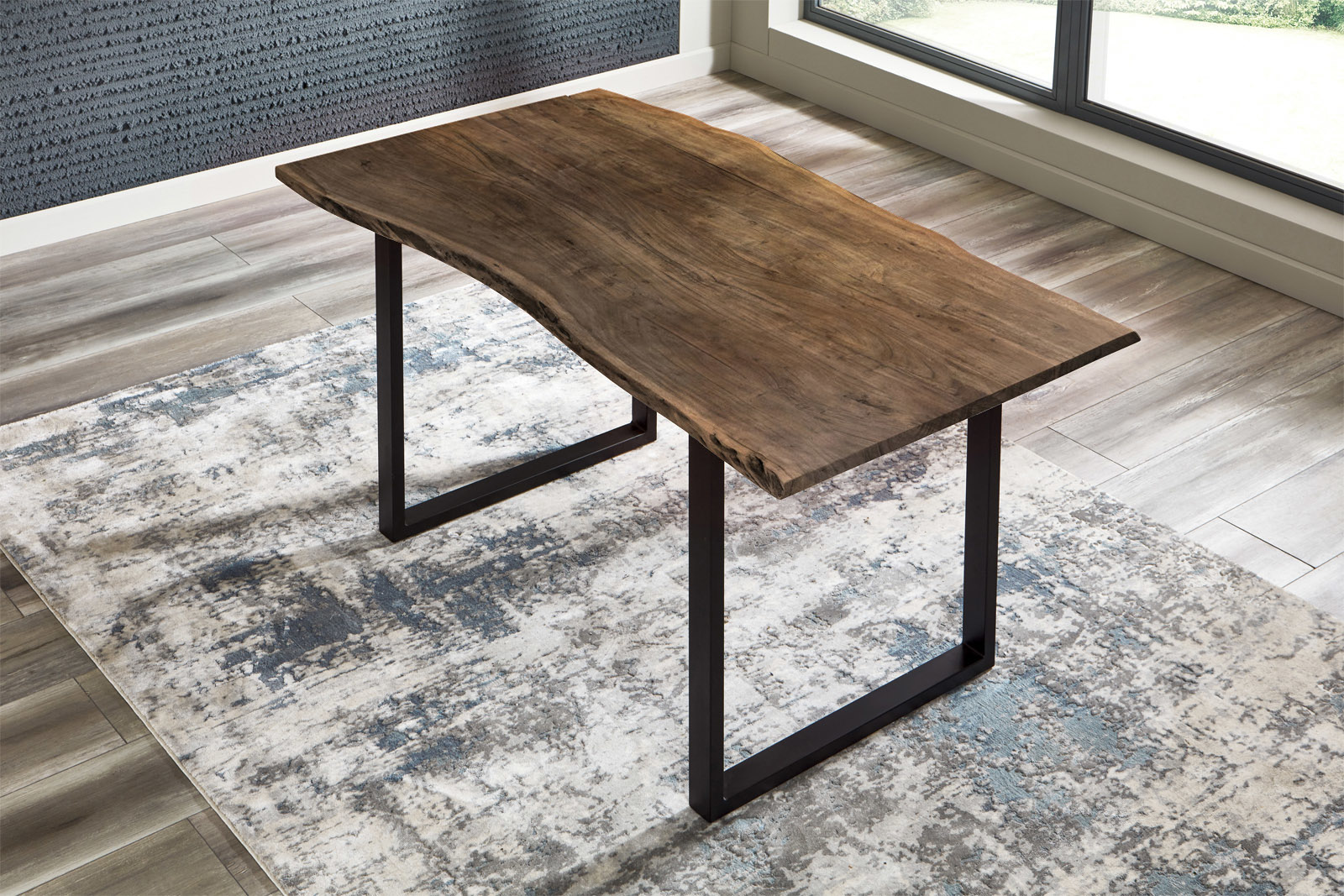 Esstisch Baumkante massiv Akazie Nussbaum 140 x 75 schwarz BILLY