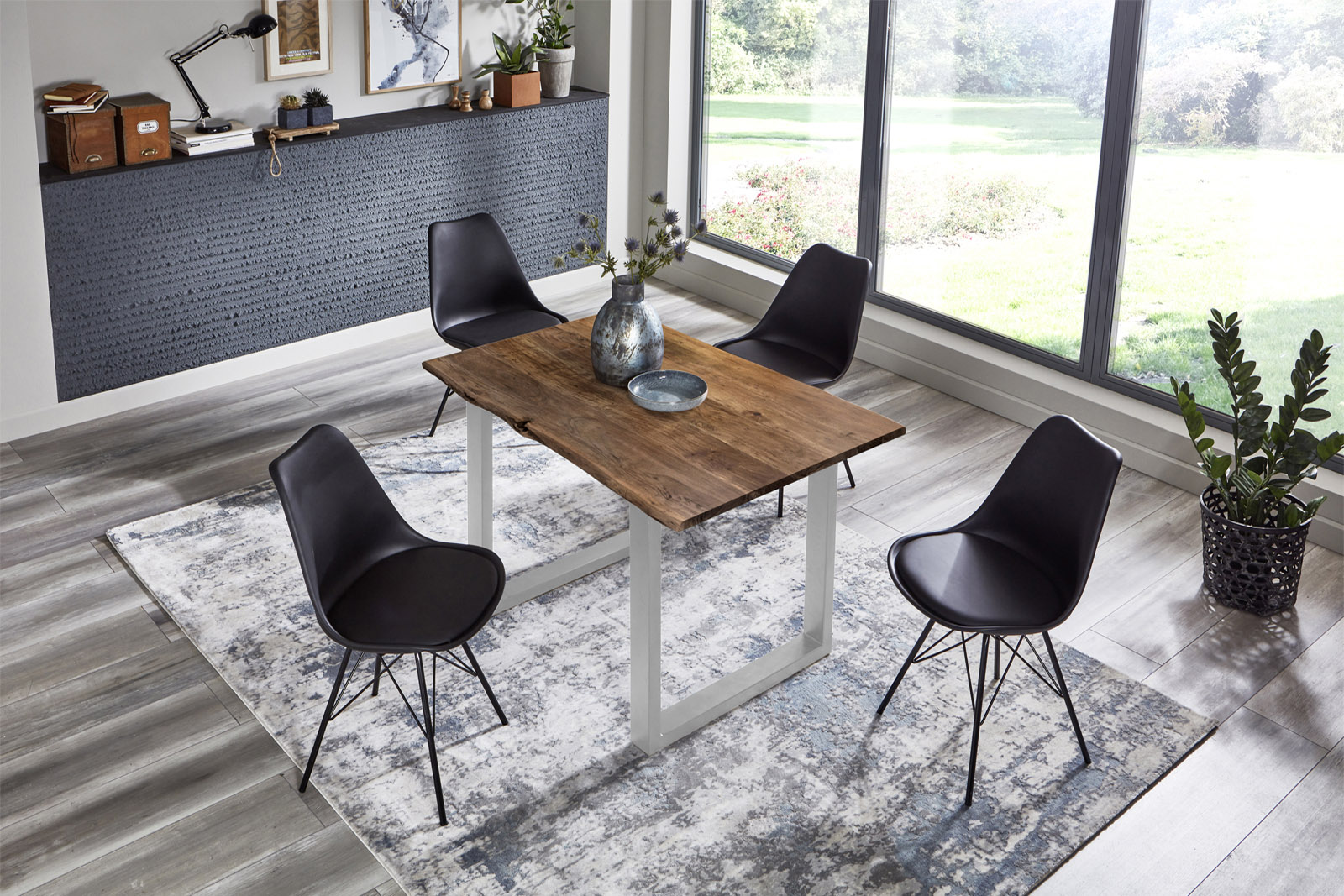 Esstisch Baumkante massiv Akazie Nussbaum 120 x 80 silber BILLY – Bild 4