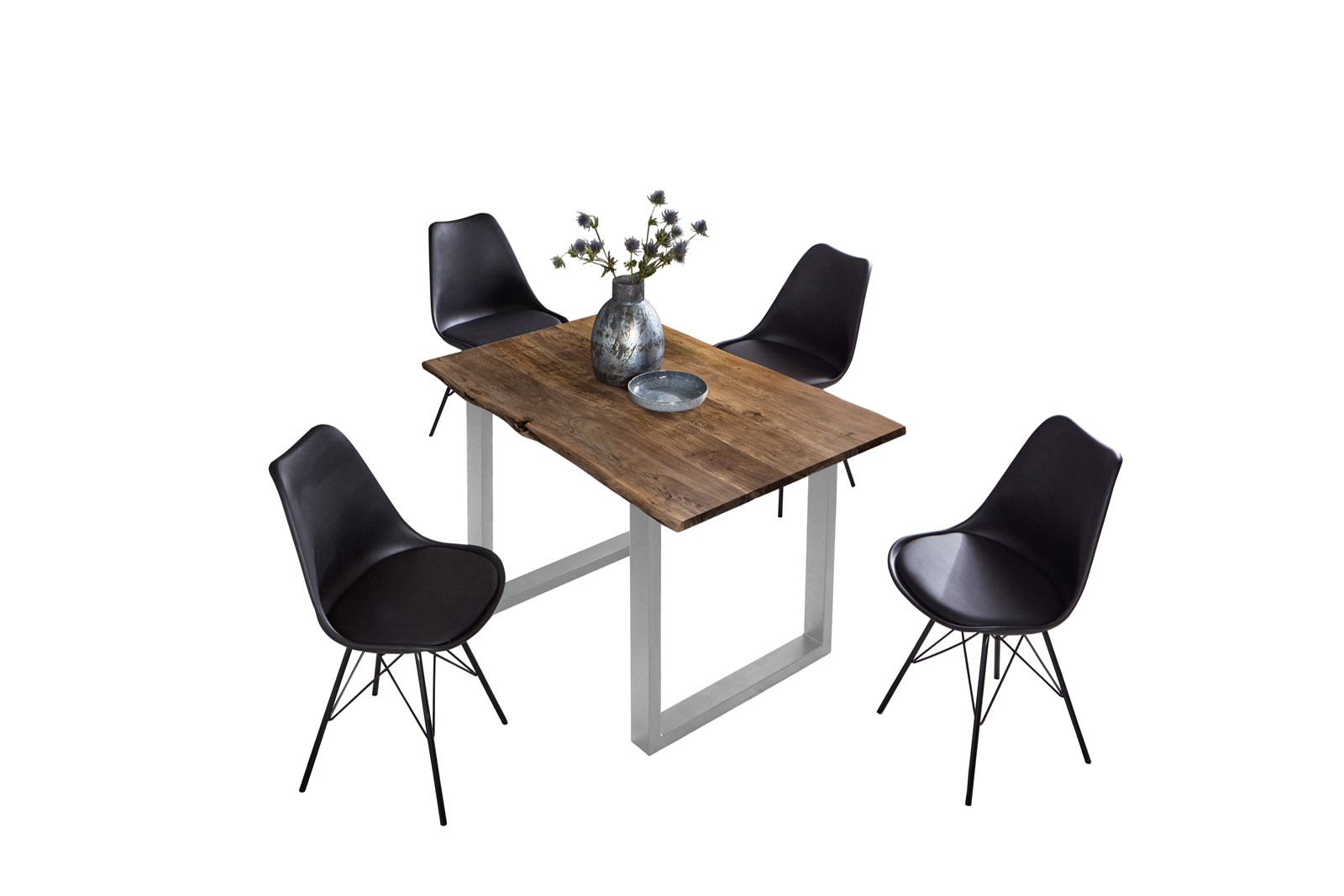 Esstisch Baumkante massiv Akazie Nussbaum 120 x 80 silber BILLY – Bild 5