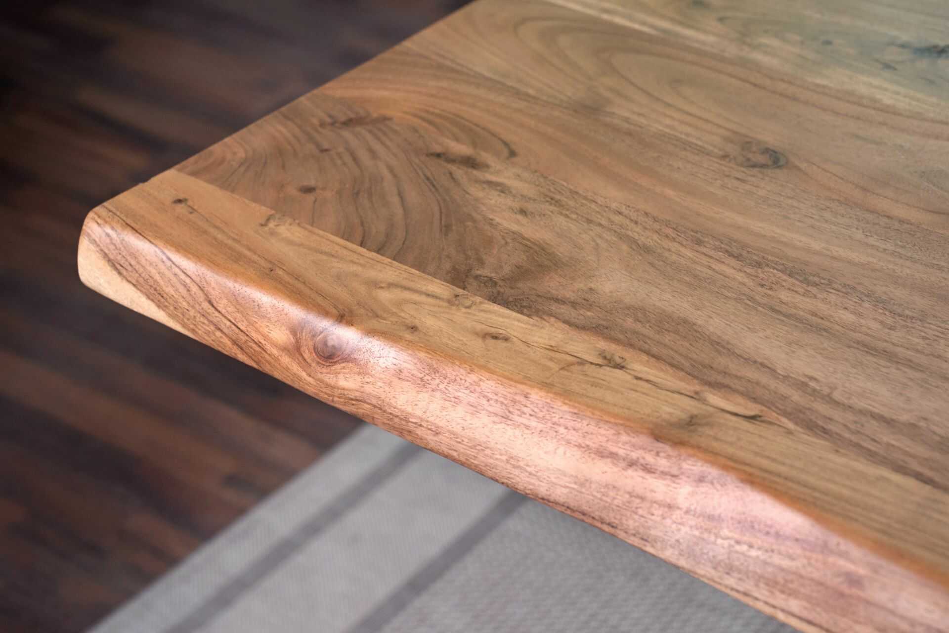 Esstisch Baumkante Akazie massiv 50mm Natur 120 x 80 cm Spider-Gestell schwarz CALI – Bild 5