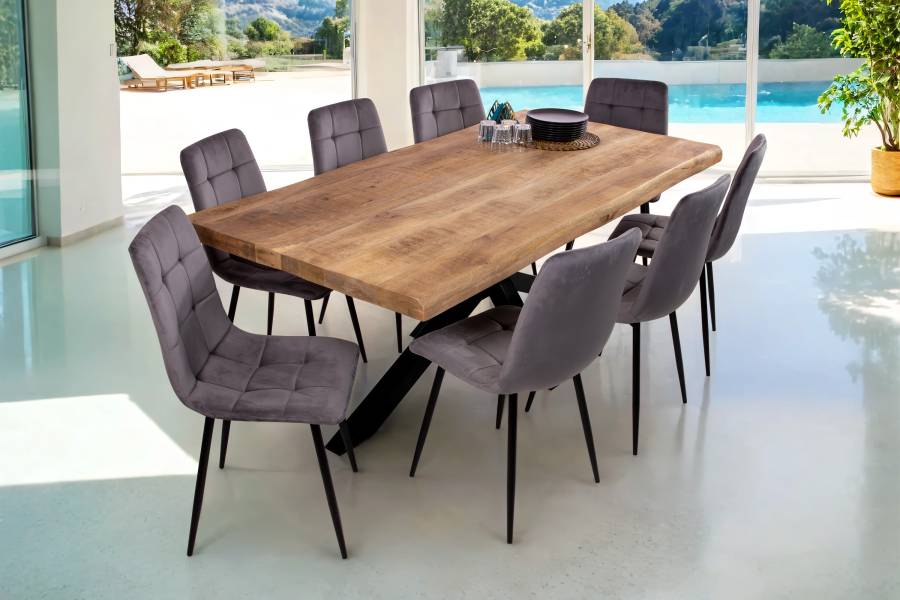 SAM_NEU-Esszimmer-Baumkante-Tische-Cali_aufgedoppelt-Spider_Gestell-mango-schwarz-200-BKT_Cali_mango_rough_06-1