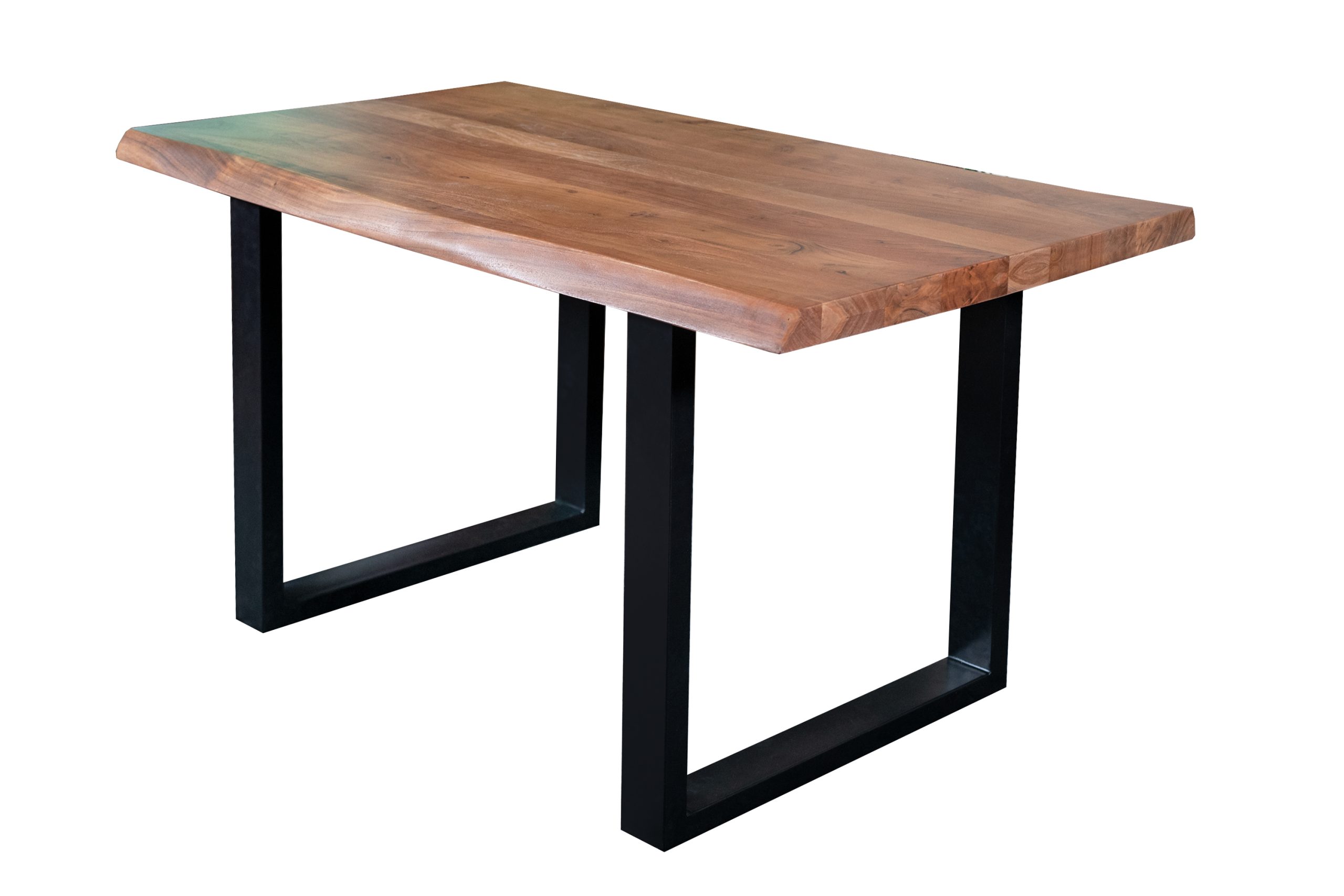 Esstisch Baumkante Akazie massiv 50mm Nussbaum 140 x 80 cm U-Gestell schwarz CALI – Bild 3