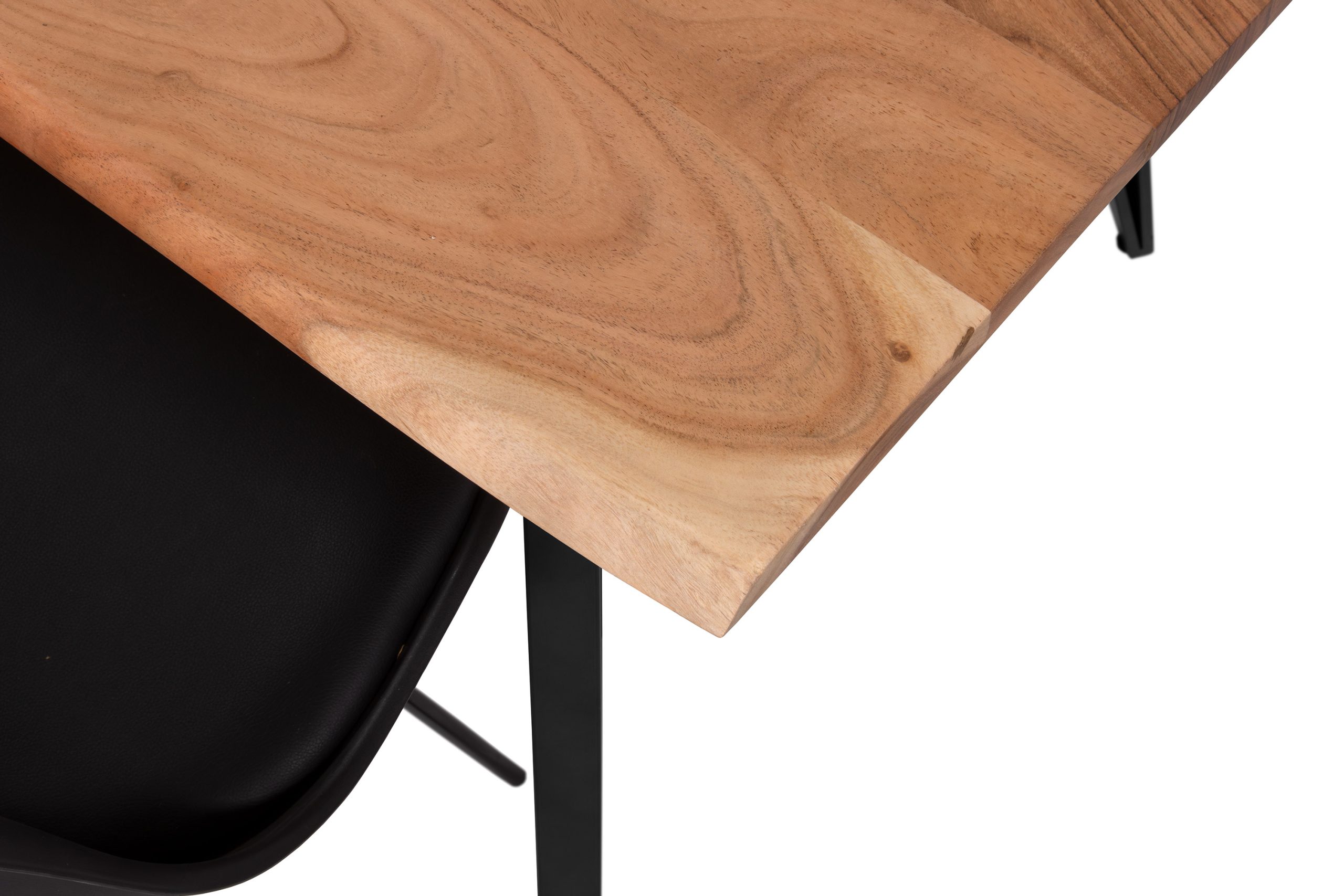 Esstisch Baumkante massiv Akazie natur 160 x 85 cm Metallgestell schwarz CELIA – Bild 5