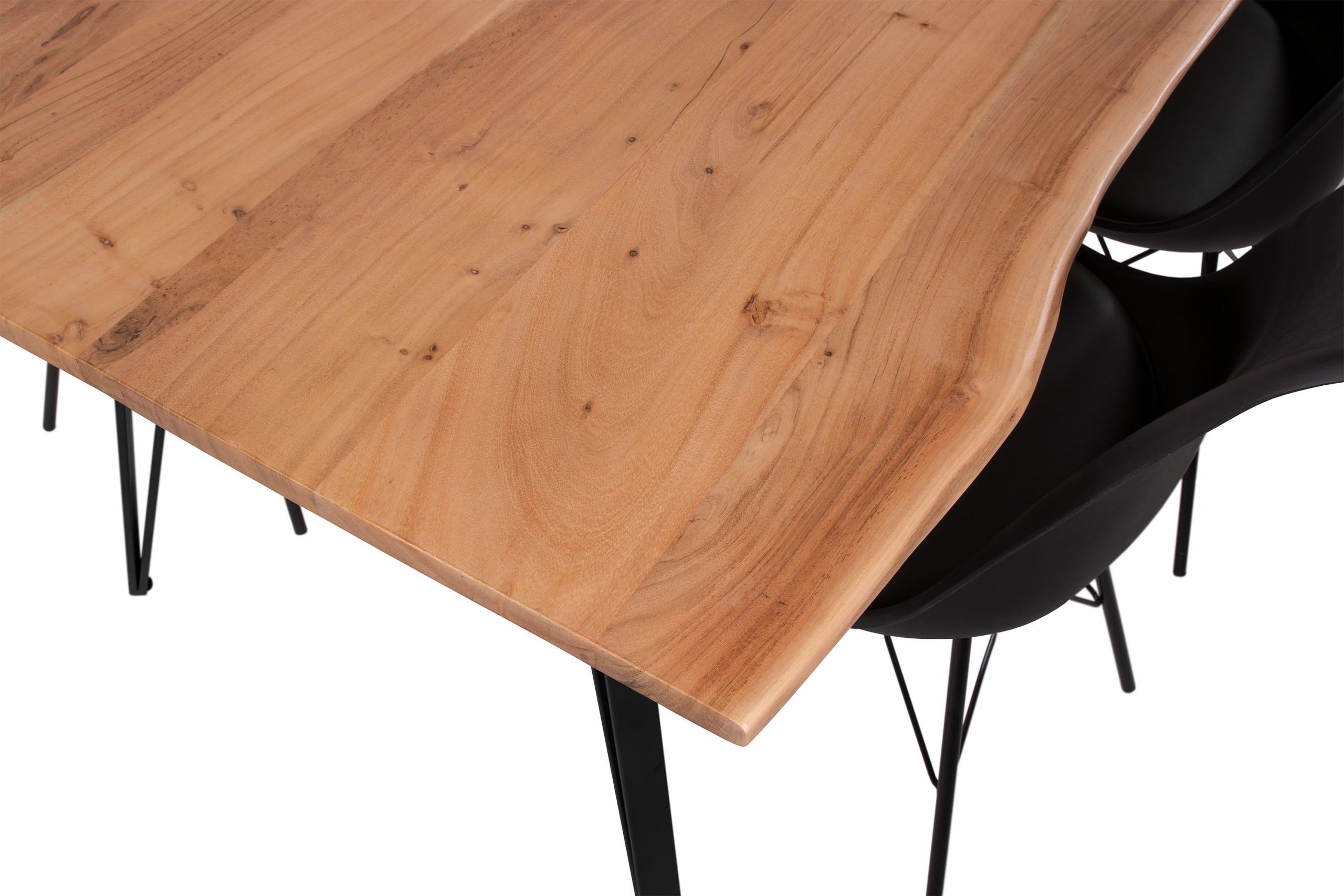 Esstisch Baumkante massiv Akazie natur 180 x 90 cm Metallgestell schwarz CELIA – Bild 5