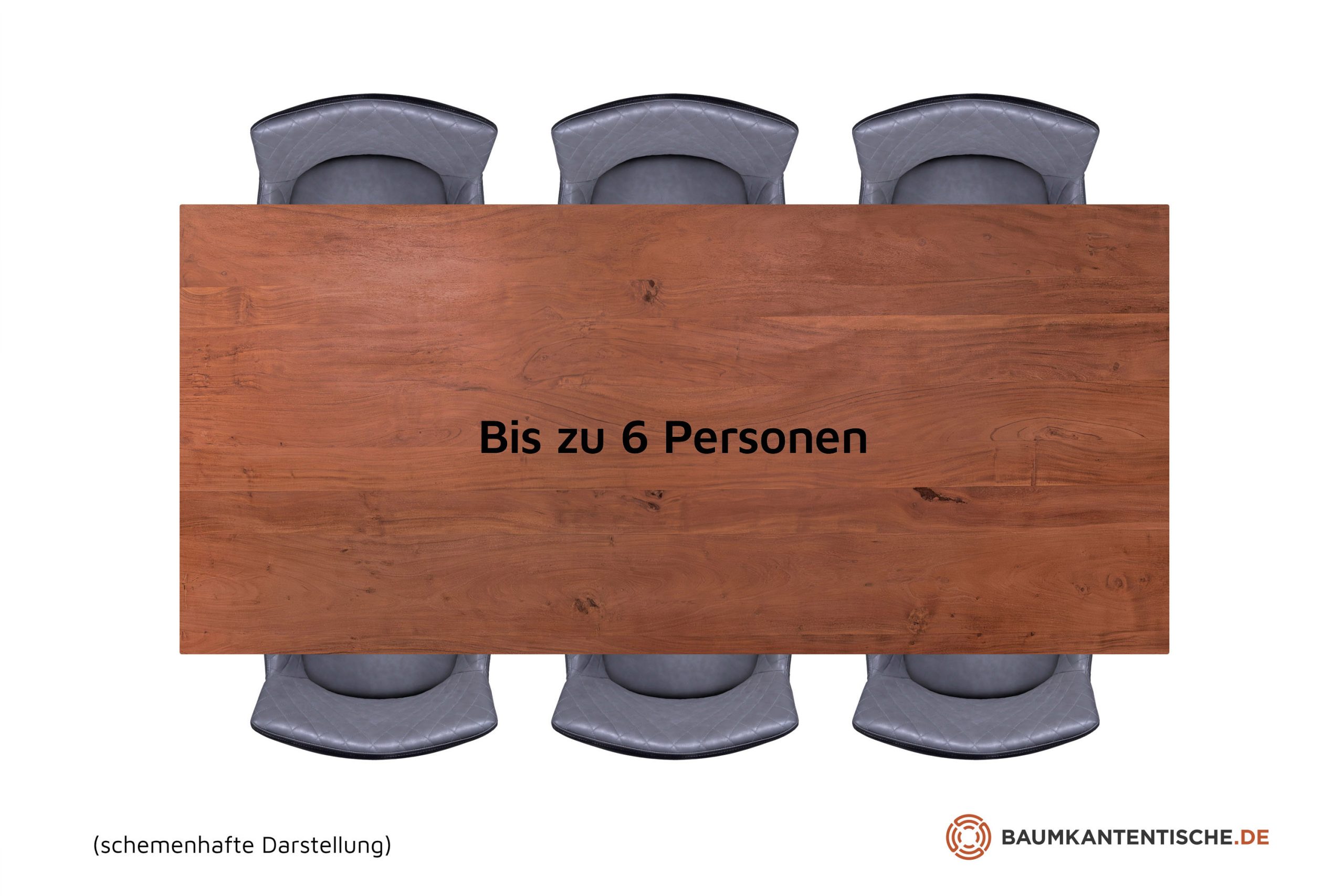 Esstisch Baumkante massiv Akazie nussbaum 200 x 100 cm Metallgestell schwarz CELIA – Bild 7