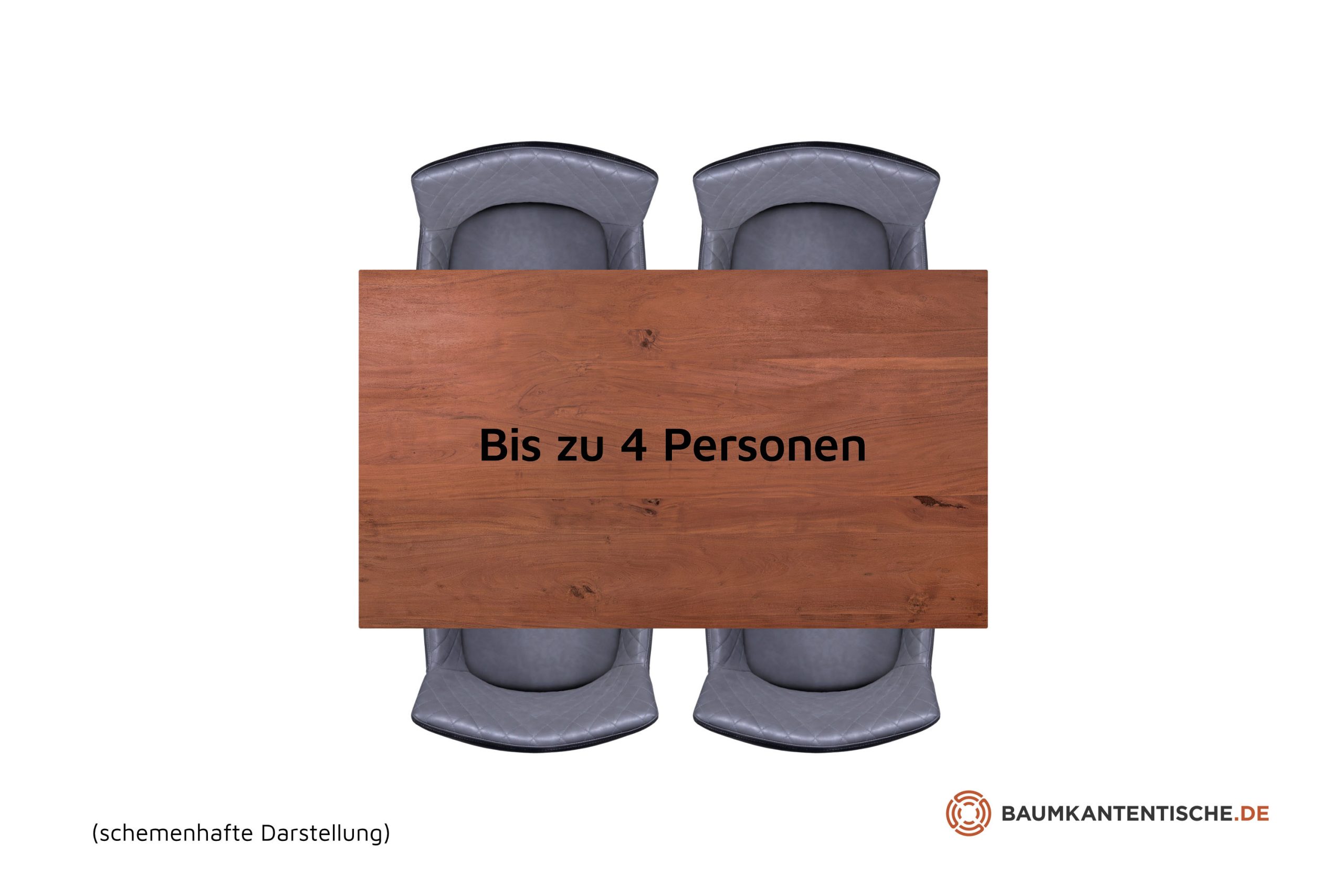 Esstisch Baumkante massiv Akazie nussbaum 140 x 80 cm Metallgestell silber CELIA – Bild 7