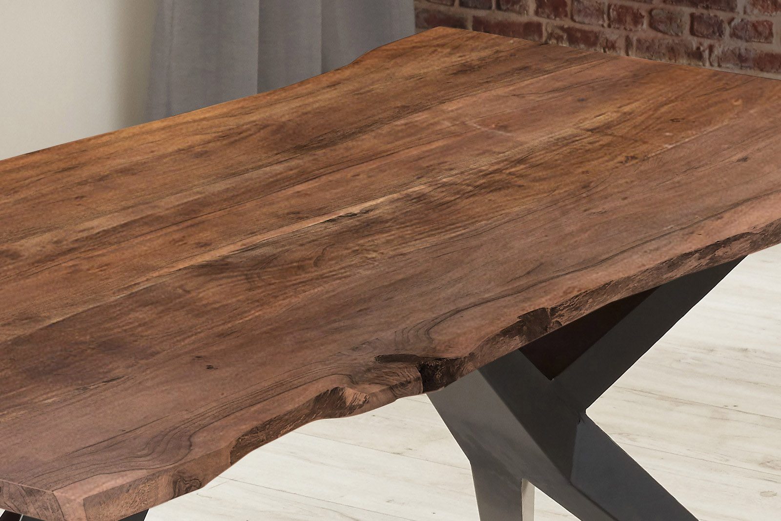 Esstisch Akazie nussbaumfarben 240 x 100 cm Airloft-Metallgestell schwarz CONNI – Bild 5