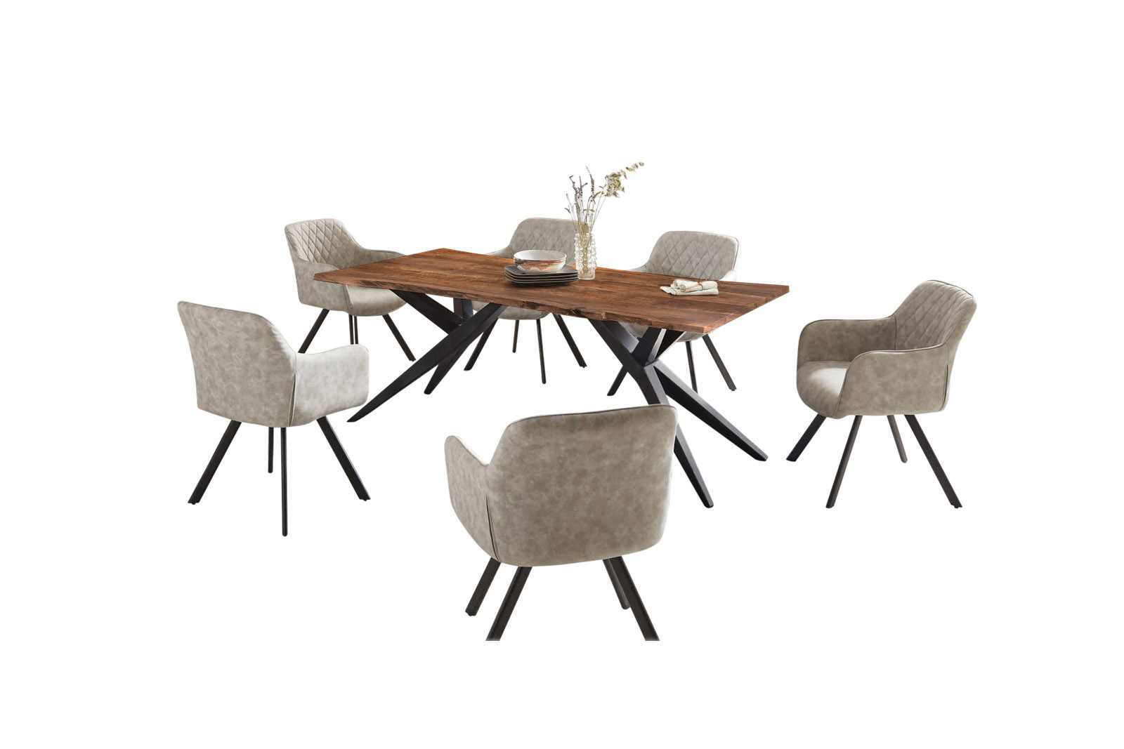 Esstisch Akazie nussbaumfarben 240 x 100 cm Airloft-Metallgestell schwarz CONNI – Bild 9