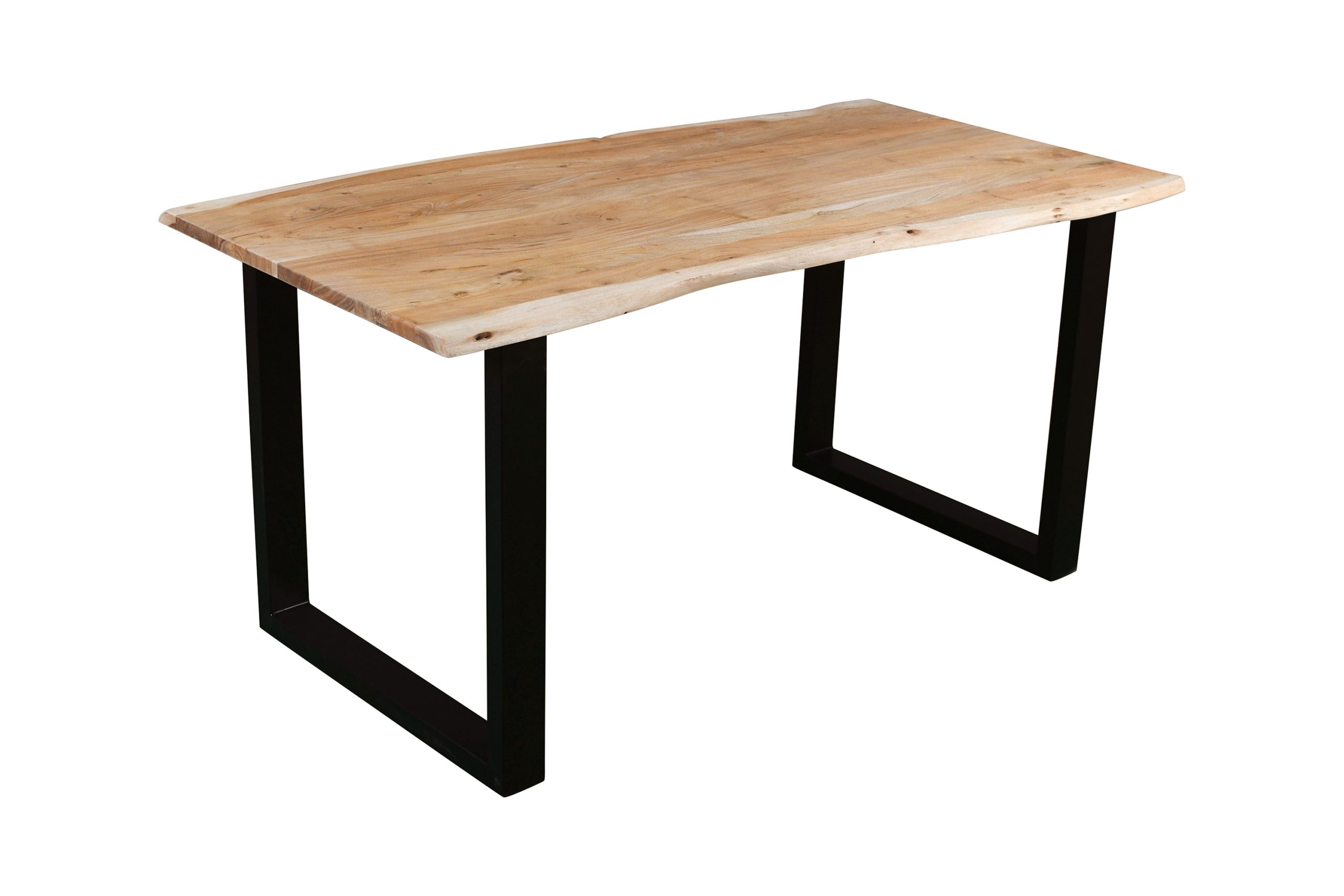 Esstisch Baumkante Akazie massiv eichenfarben 160 x 85 cm U-Gestell schwarz DEREK – Bild 2