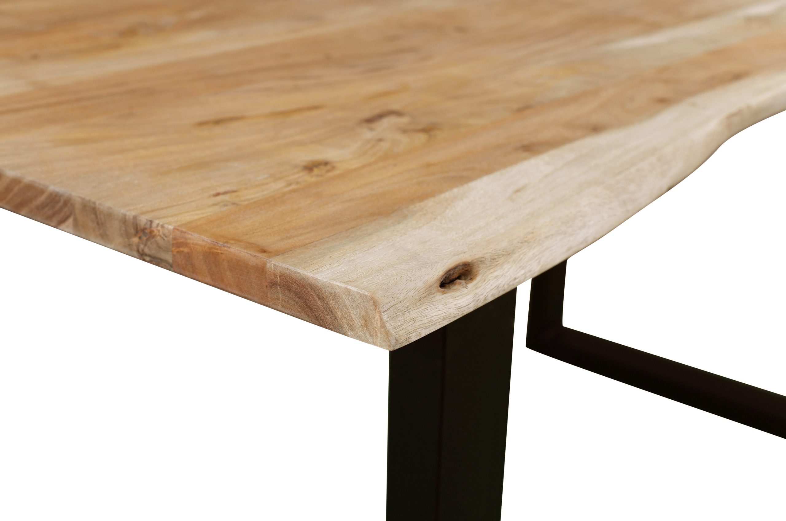 Esstisch Baumkante Akazie massiv eichenfarben 160 x 85 cm U-Gestell schwarz DEREK – Bild 5