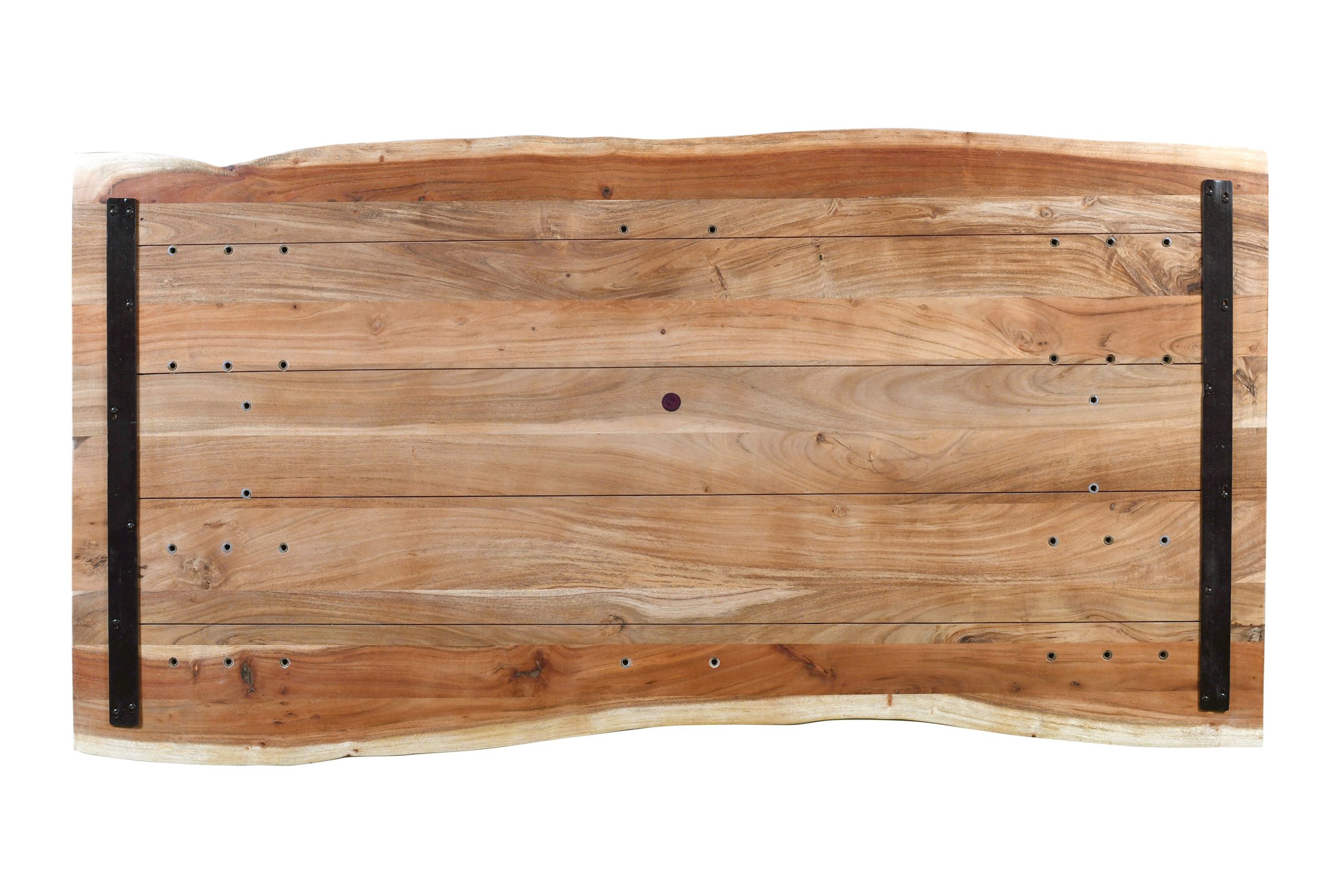 Esstisch Baumkante Akazie massiv eichenfarben 160 x 85 cm U-Gestell schwarz DEREK – Bild 7