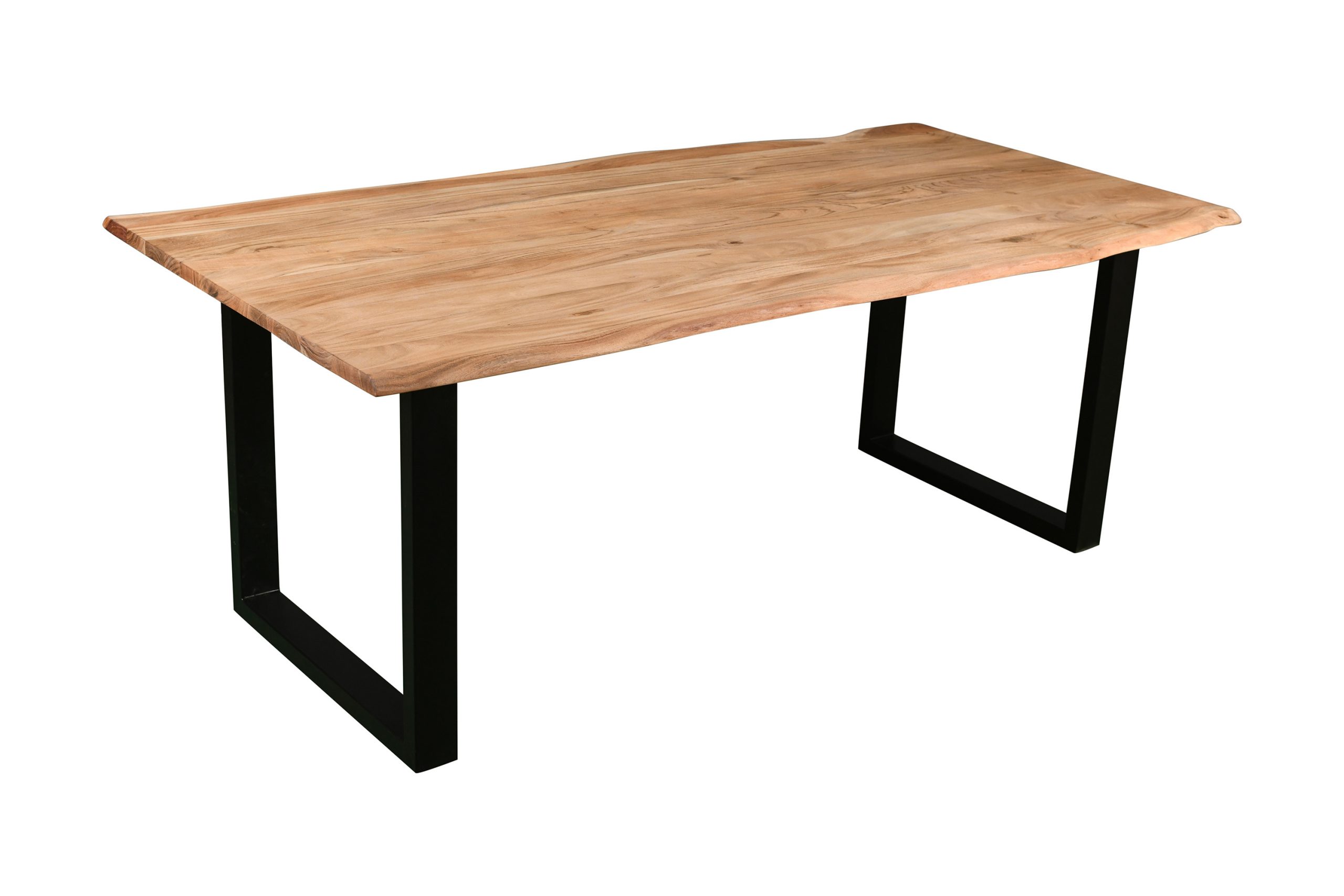 Esstisch Baumkante Akazie massiv eichenfarben 200 x 100 cm U-Gestell schwarz DEREK – Bild 2