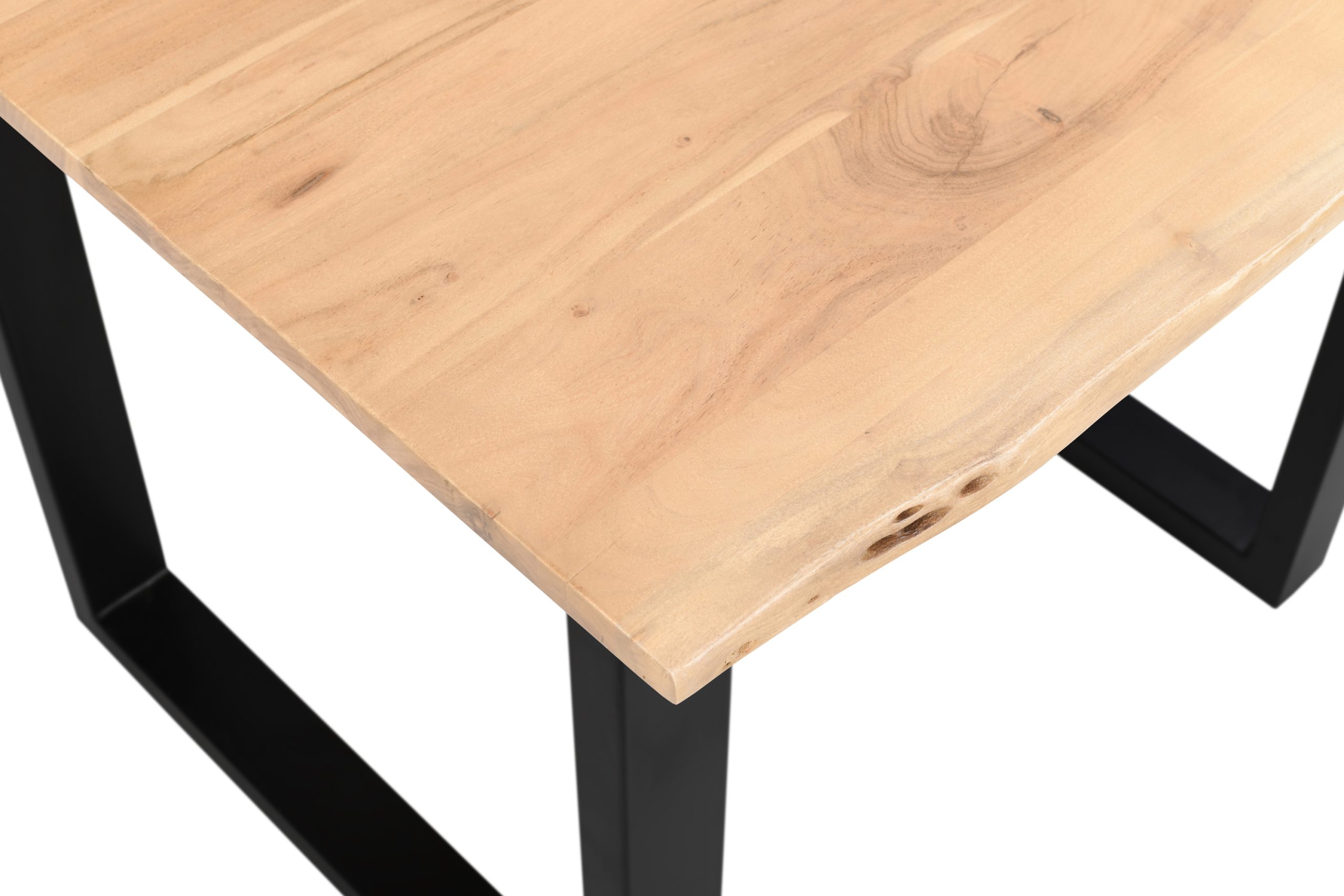 Esstisch Baumkante Akazie massiv eichenfarben 80 x 80 schwarz DEREK – Bild 4