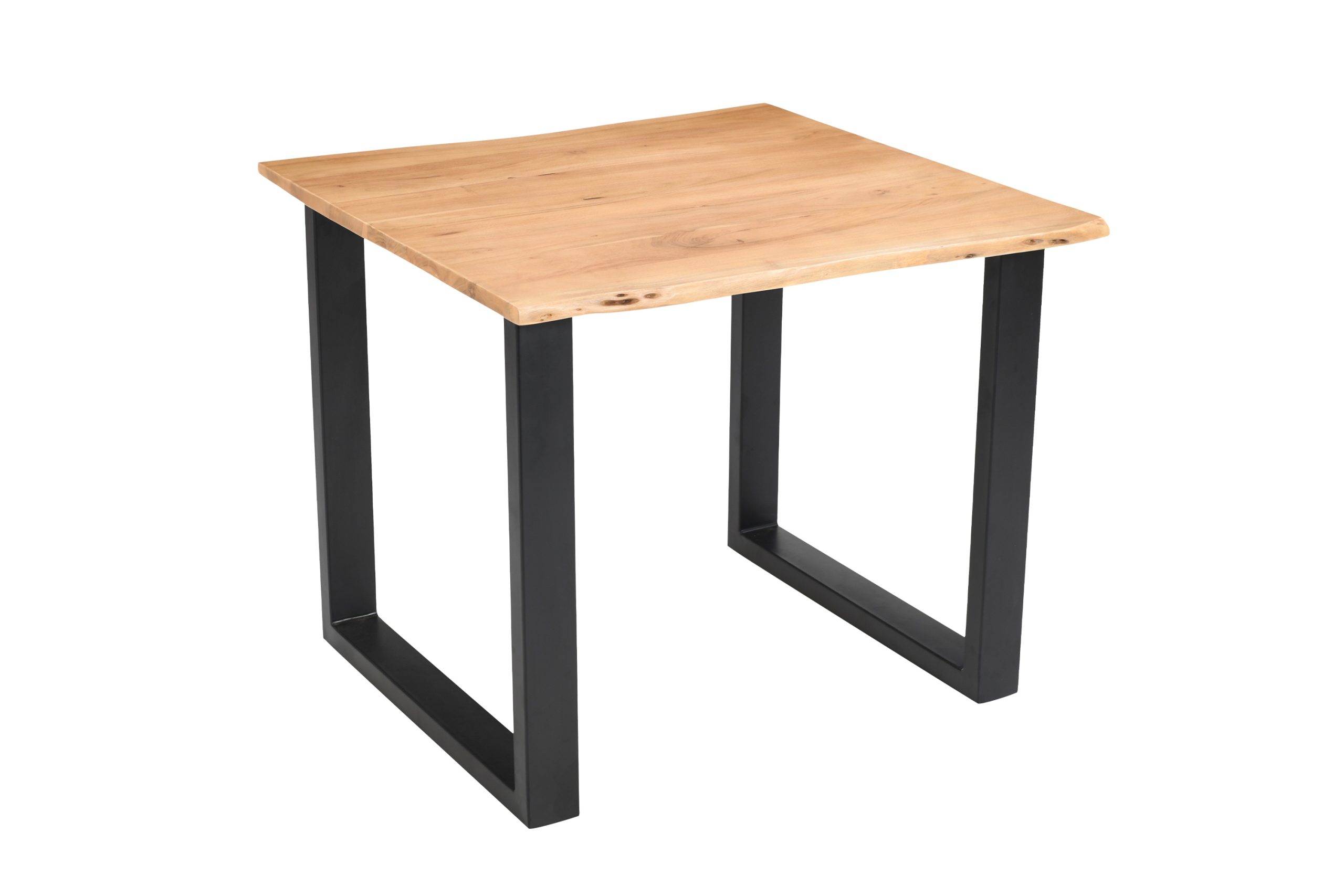 Esstisch Baumkante Akazie massiv eichenfarben 90 x 90 U-Gestell schwarz DEREK – Bild 2