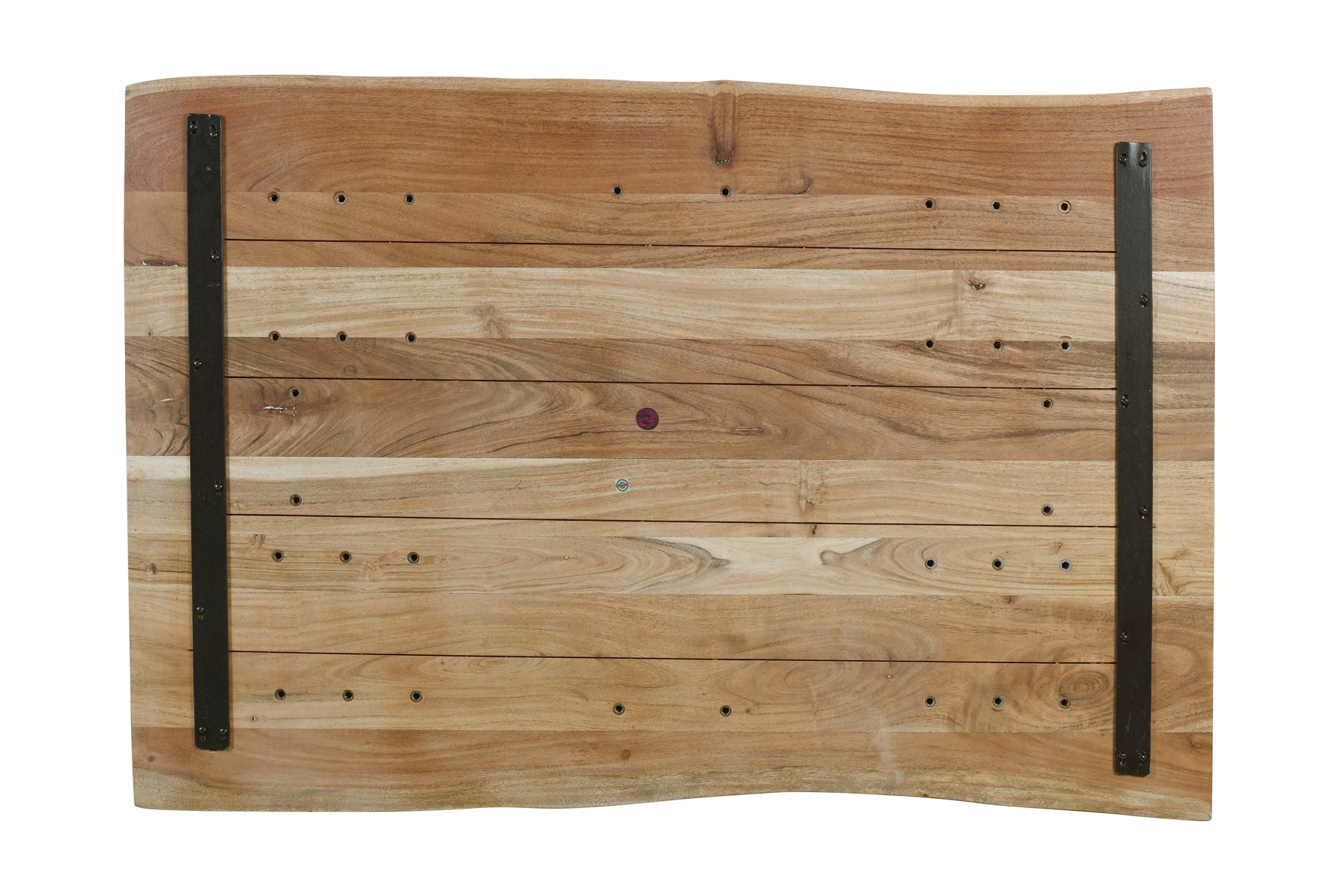 Esstisch Baumkante Akazie massiv eichenfarben 140 x 80 cm U-Gestell silber DEREK – Bild 7