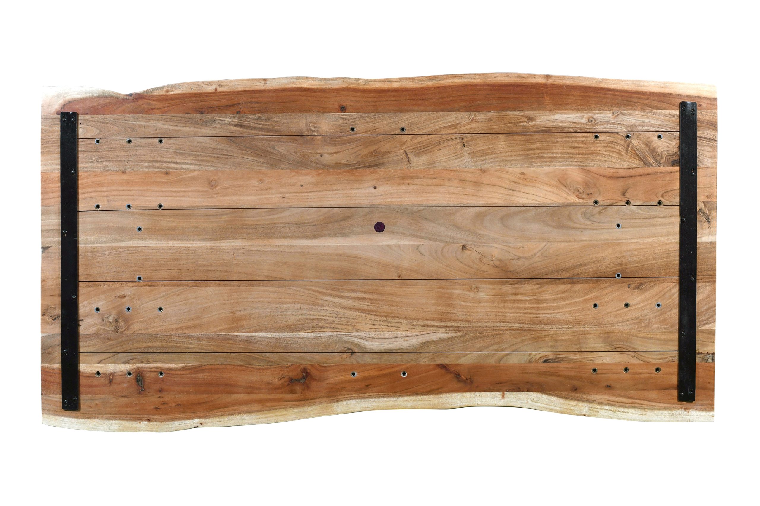 Esstisch Baumkante Akazie massiv eichenfarben 180 x 90 cm U-Gestell silber DEREK – Bild 7