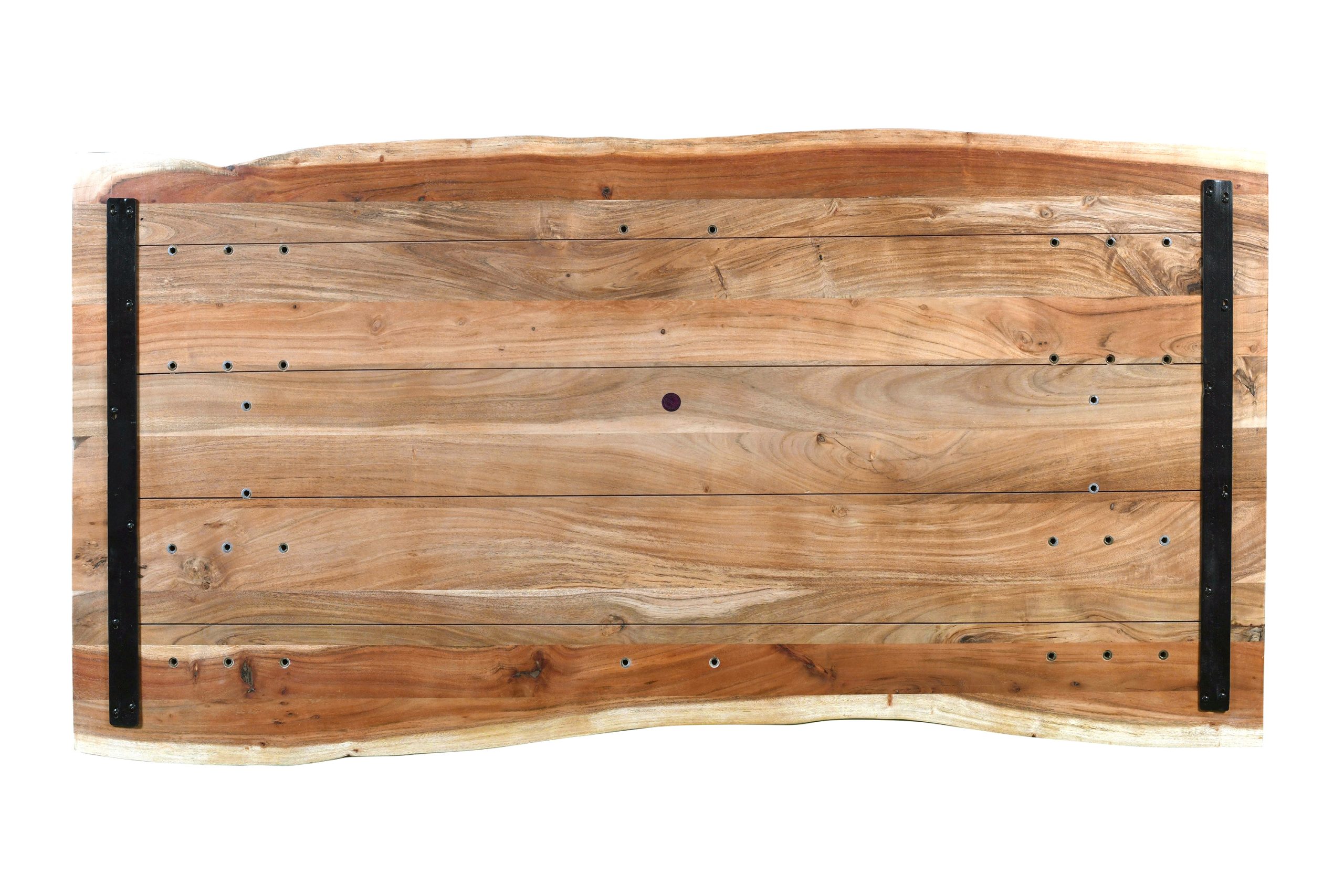 Esstisch Baumkante Akazie massiv eichenfarben 160 x 85 cm U-Gestell weiß DEREK – Bild 7