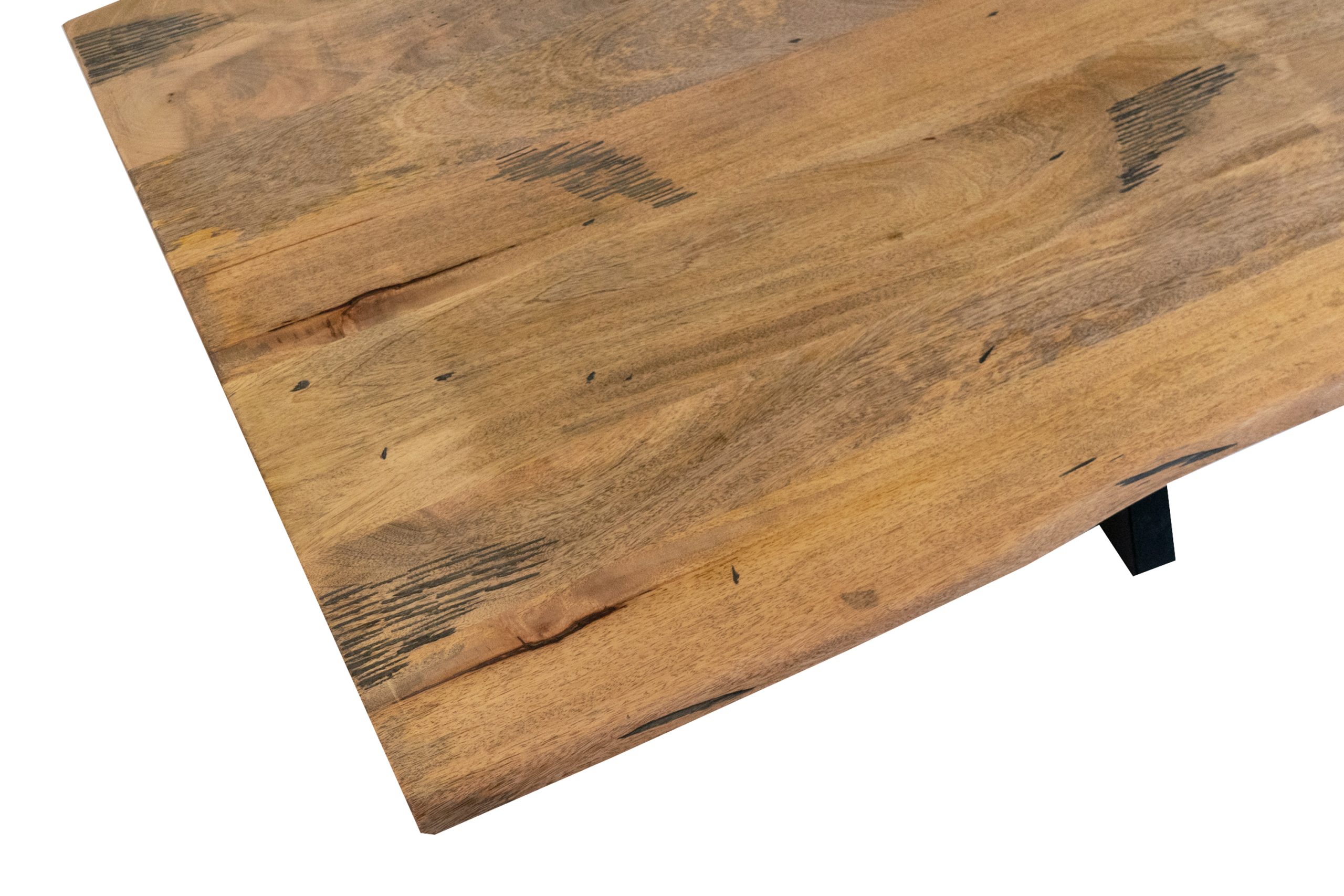 Baumkantentisch Mangoholz Esstisch Vintage-Optik 200 x 100 cm Spider-Gestell schwarz TIGER – Bild 6