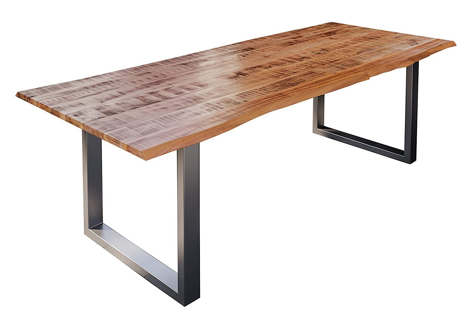 B-Ware Baumkantentisch Esstisch Mangoholz massiv U-Gestell silber 240 x 100 cm DORA – Bild 2