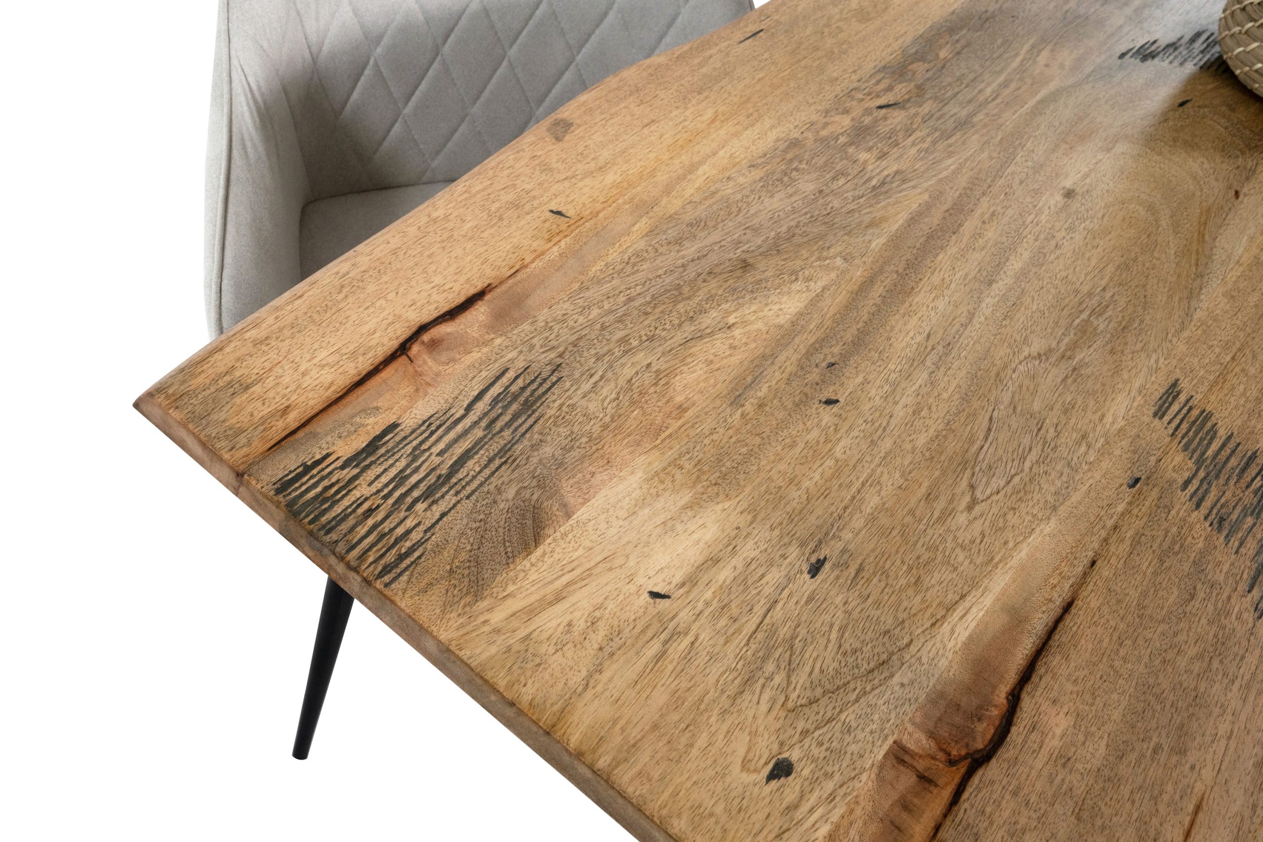 Baumkantentisch Mangoholz Esstisch Vintage-Optik 240 x 100 cm X-Gestell schwarz TIGER – Bild 8