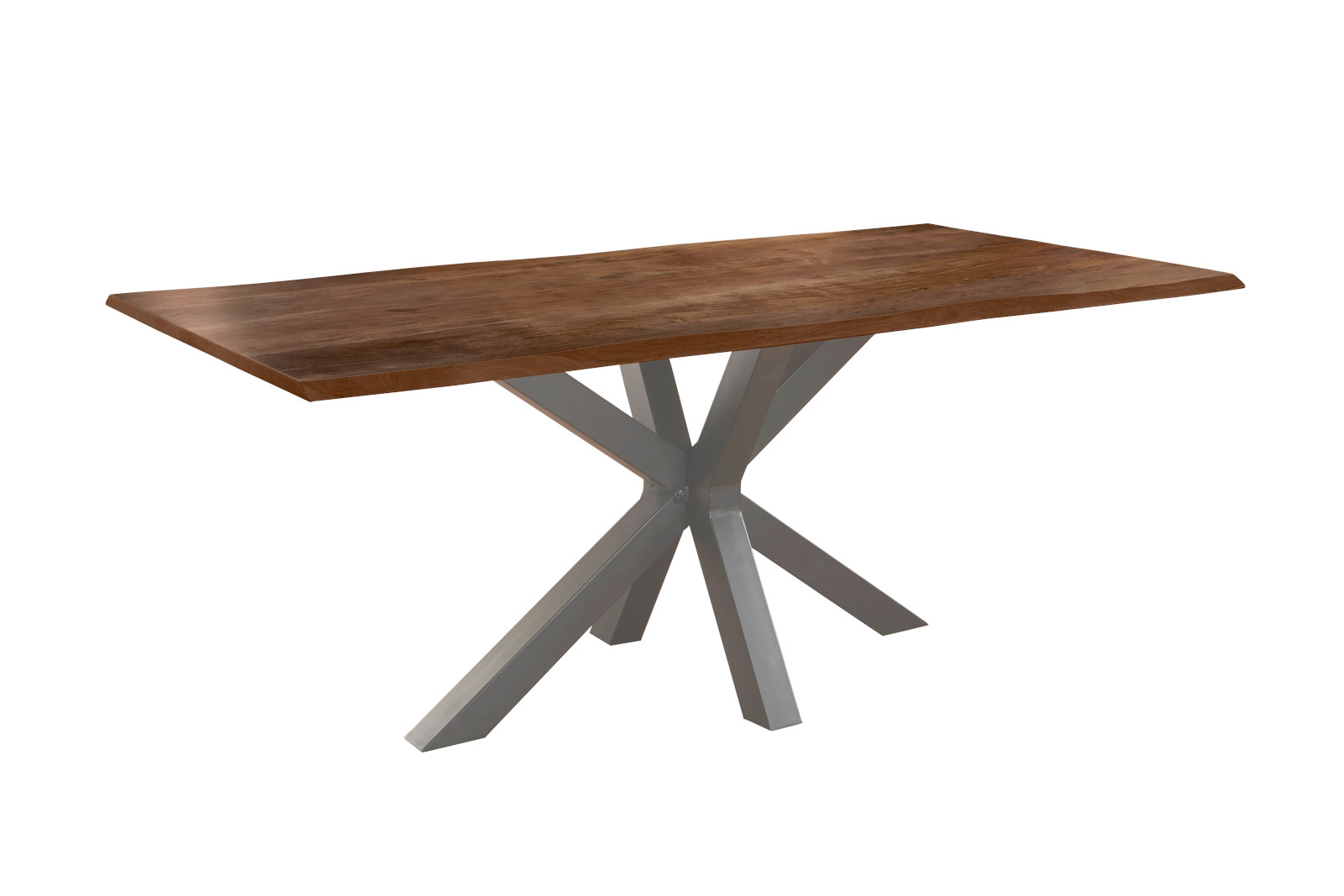 Esstisch Baumkante massiv Akazie nussbaum 120 x 80 silber FELINA – Bild 3