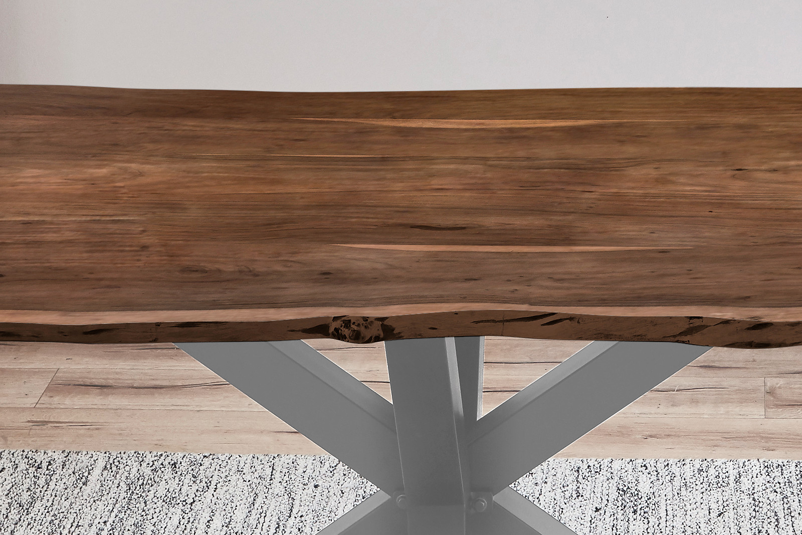 Esstisch Baumkante massiv Akazie nussbaum 220 x 100 silber FELINA – Bild 4