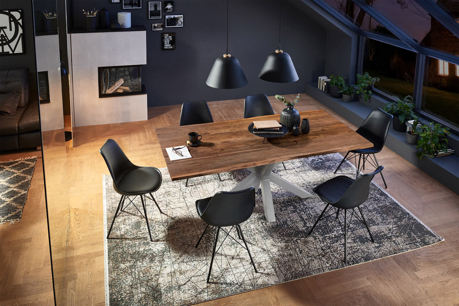 Esstisch Baumkante massiv Akazie nussbaum 220 x 100 silber FELINA – Bild 7