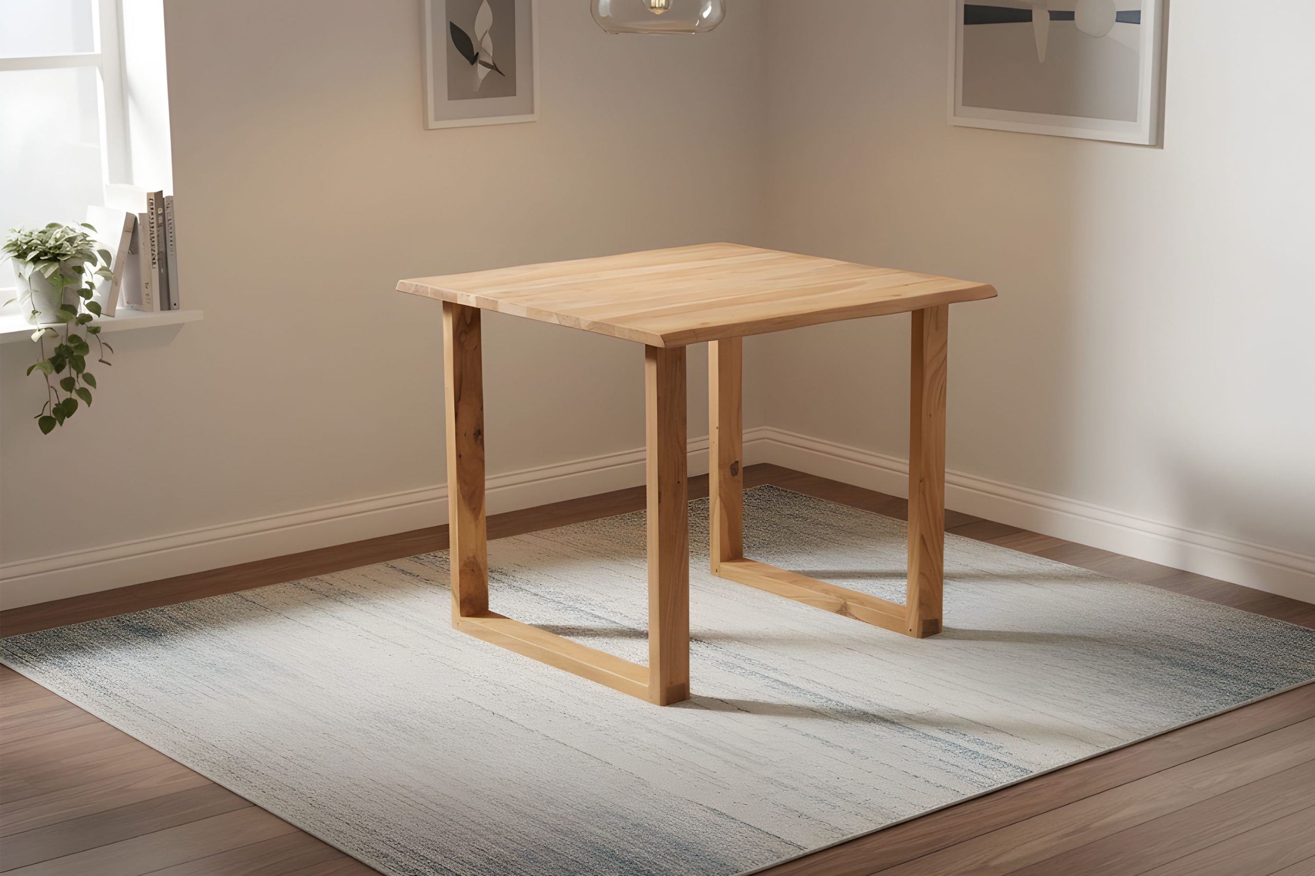 Esstisch Baumkante massiv 90 x 90 cm Akazie natur U-Gestell Holz natur GRAZ