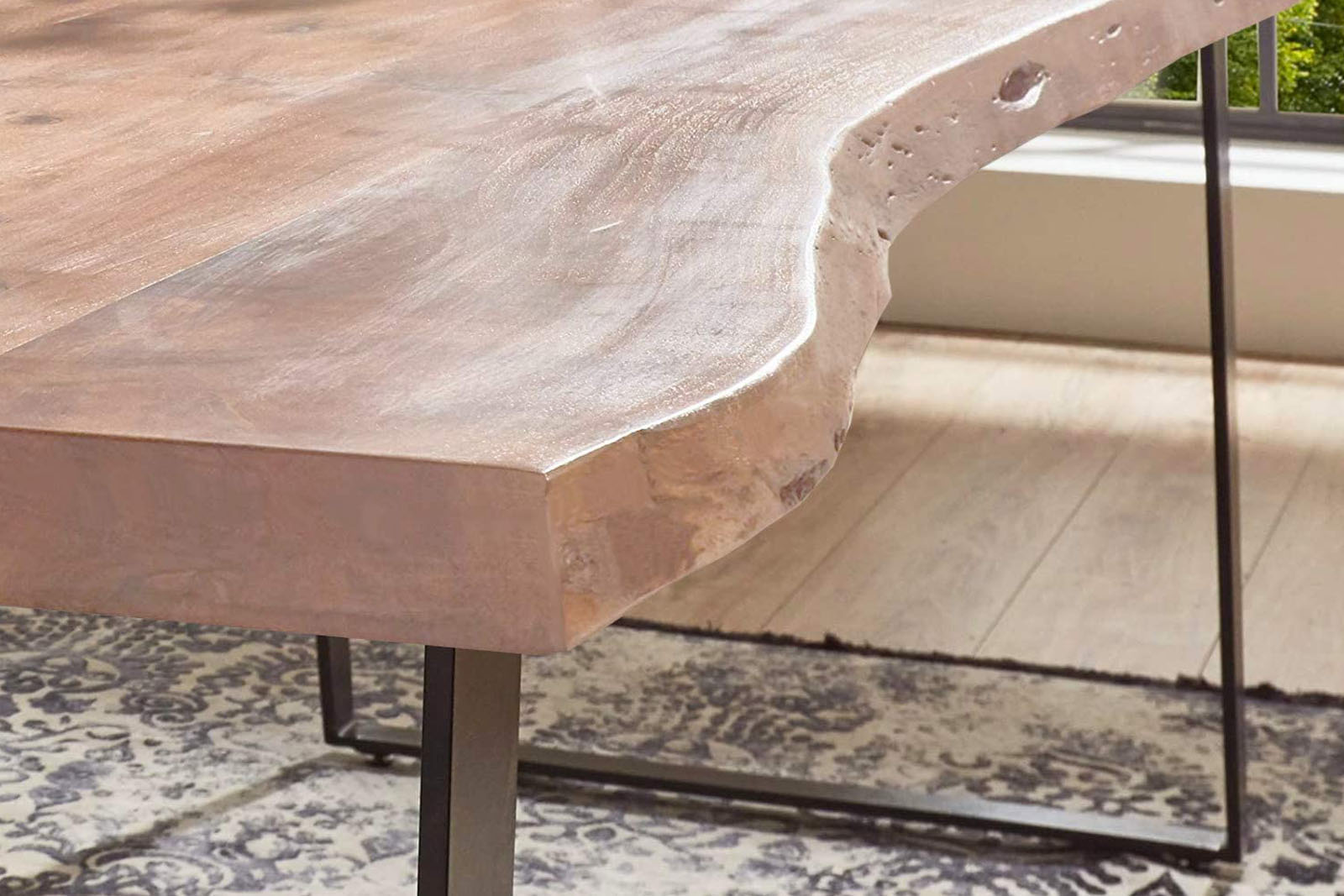 Esstisch Baumkante massiv Akazie natur 240 x 100 schwarz Halmstad – Bild 6