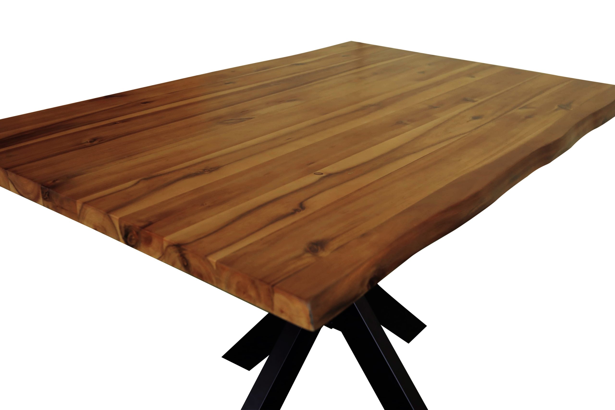 Esstisch Baumkante 120 x 80 cm Akazie massiv Honig Spider-Gestell schwarz HARLEY – Bild 4