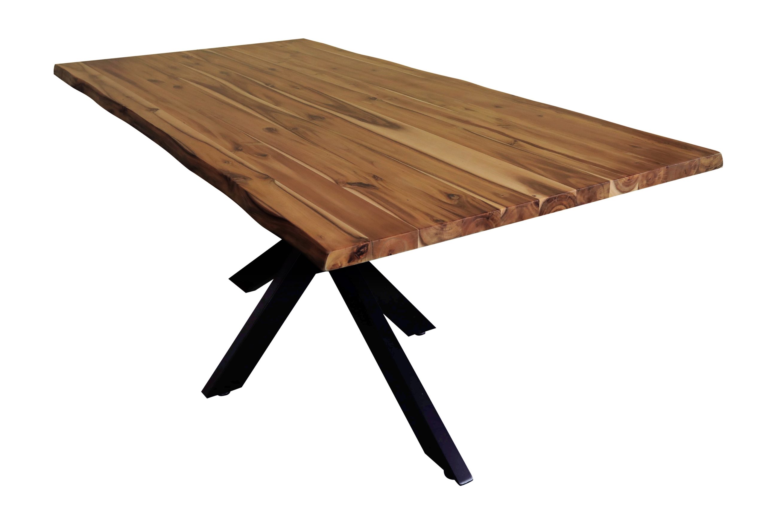 Esstisch Baumkante 200 x 100 cm Akazie massiv Honig Spider-Gestell schwarz HARLEY – Bild 2
