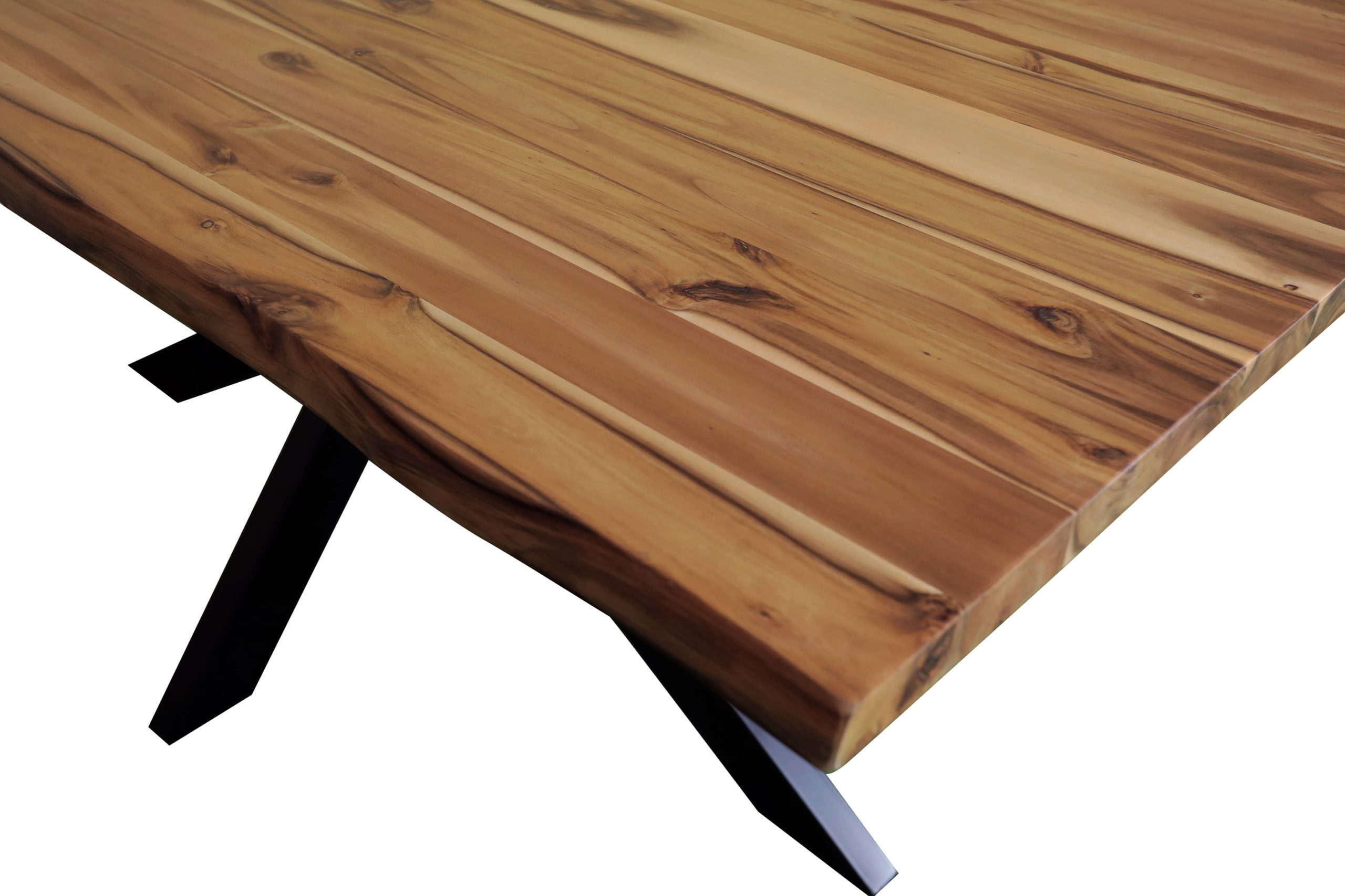 Esstisch Baumkante 200 x 100 cm Akazie massiv Honig Spider-Gestell schwarz HARLEY – Bild 4