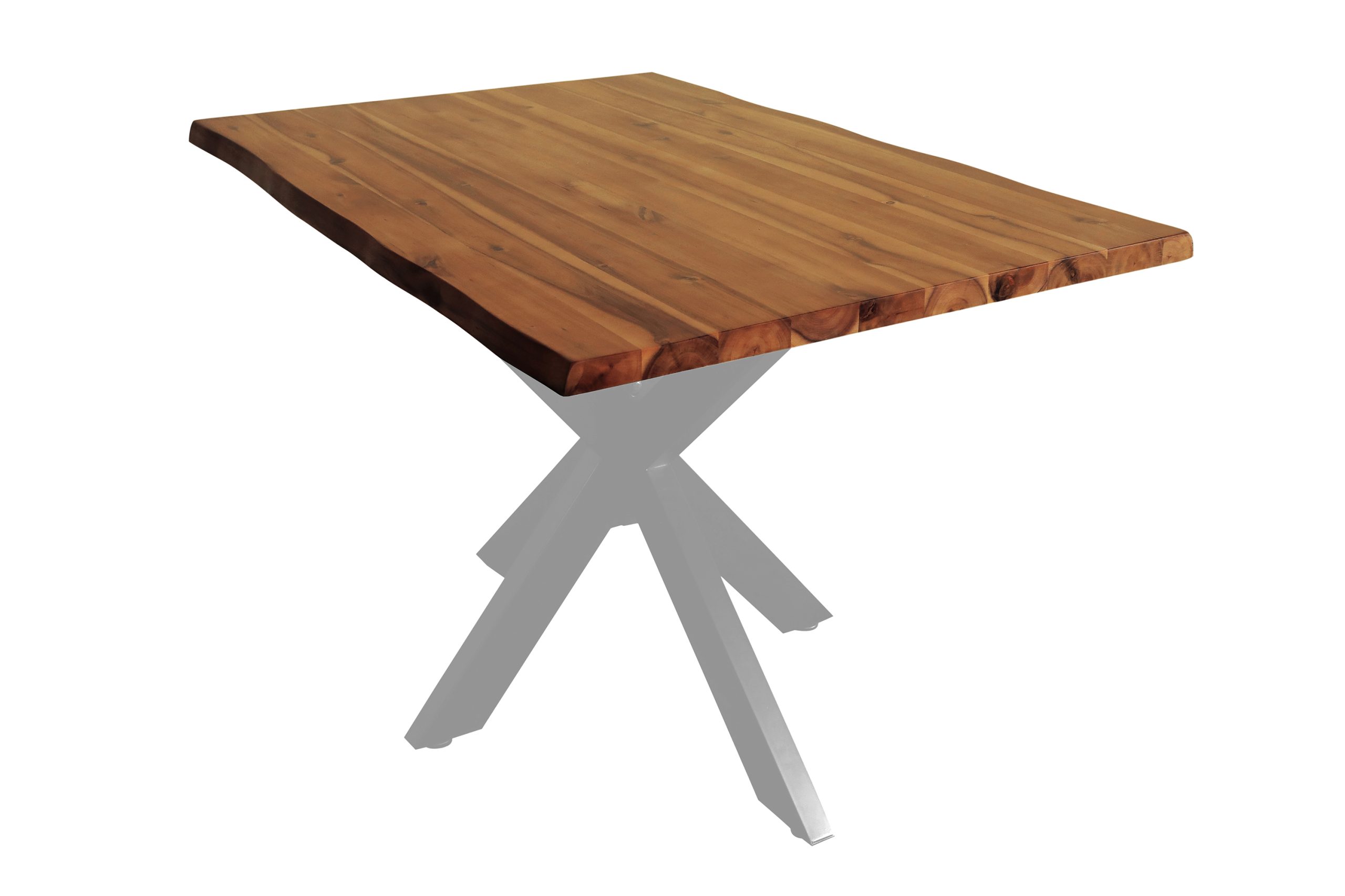 Esstisch Baumkante 140 x 80 cm Akazie massiv Honig Spider-Gestell silber HARLEY – Bild 2