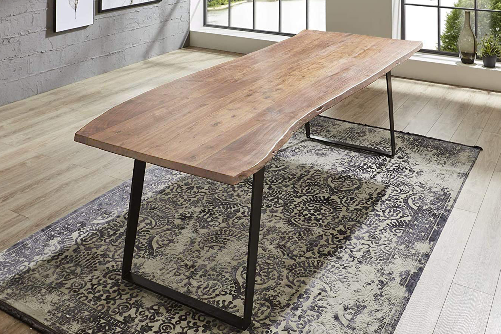 Esstisch Baumkante massiv Akazie natur 180 x 90 schwarz Havanna