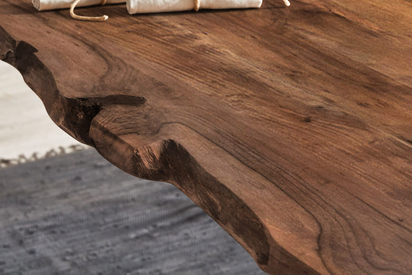 Esstisch Baumkante massiv Akazie nussbaum 300 x 100 silber HELENE – Bild 5