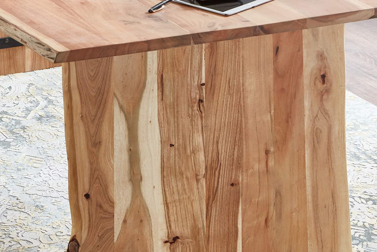 Baumkantentisch Esstisch Akazie Natur 120 x 80 cm Holzgestell Henry – Bild 5