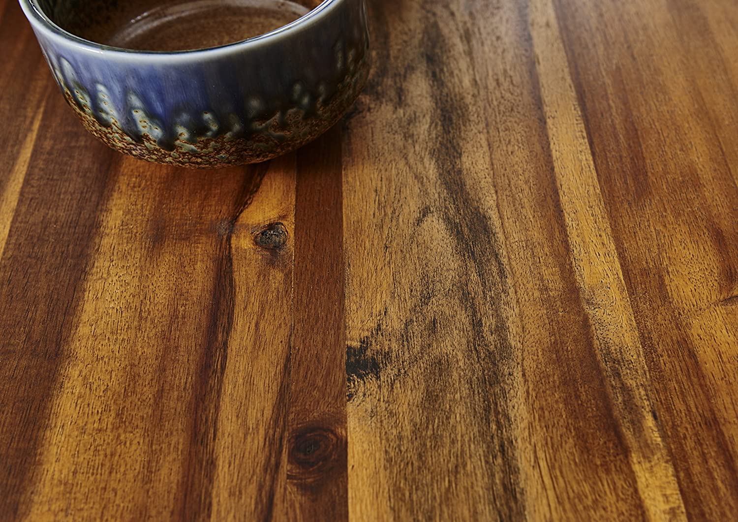 Esstisch Baumkante 160 x 85 cm Akazie cognac massiv U-Gestell edelstahl ESRA – Bild 7