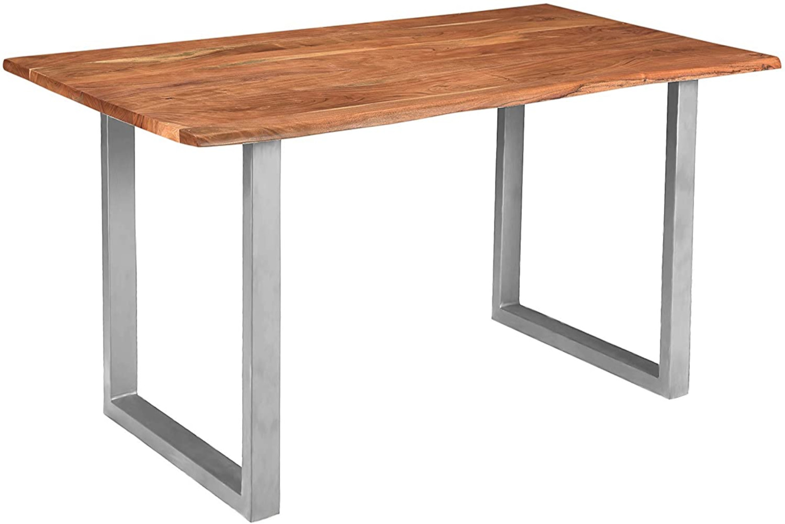 Baumkantentisch Esstisch Akazie Natur 140 x 75 cm silber INSA