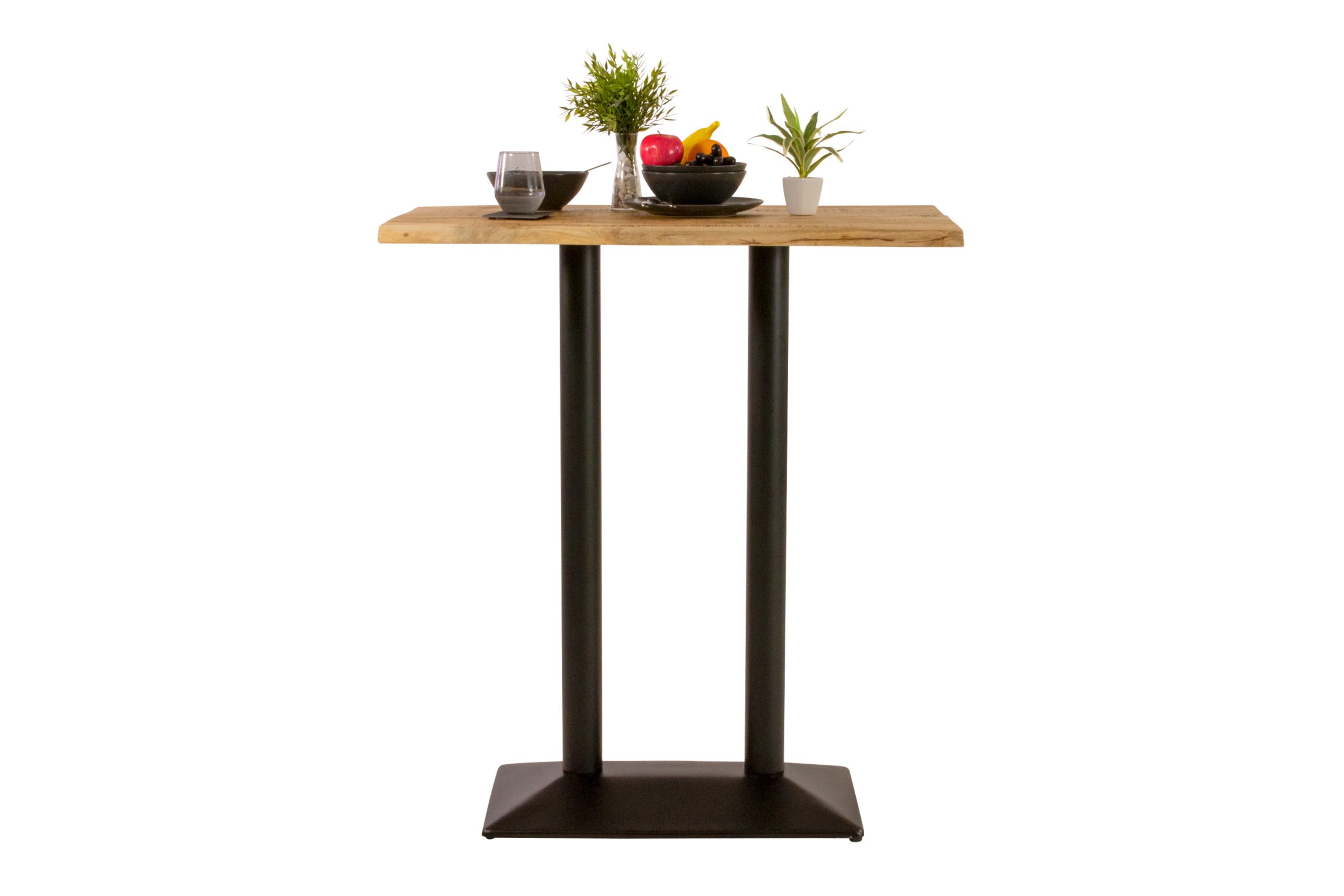 Bistrotisch Baumkante 100 x 60 cm massiv Mangoholz natur Doppel-Säulengestell schwarz IAN – Bild 6