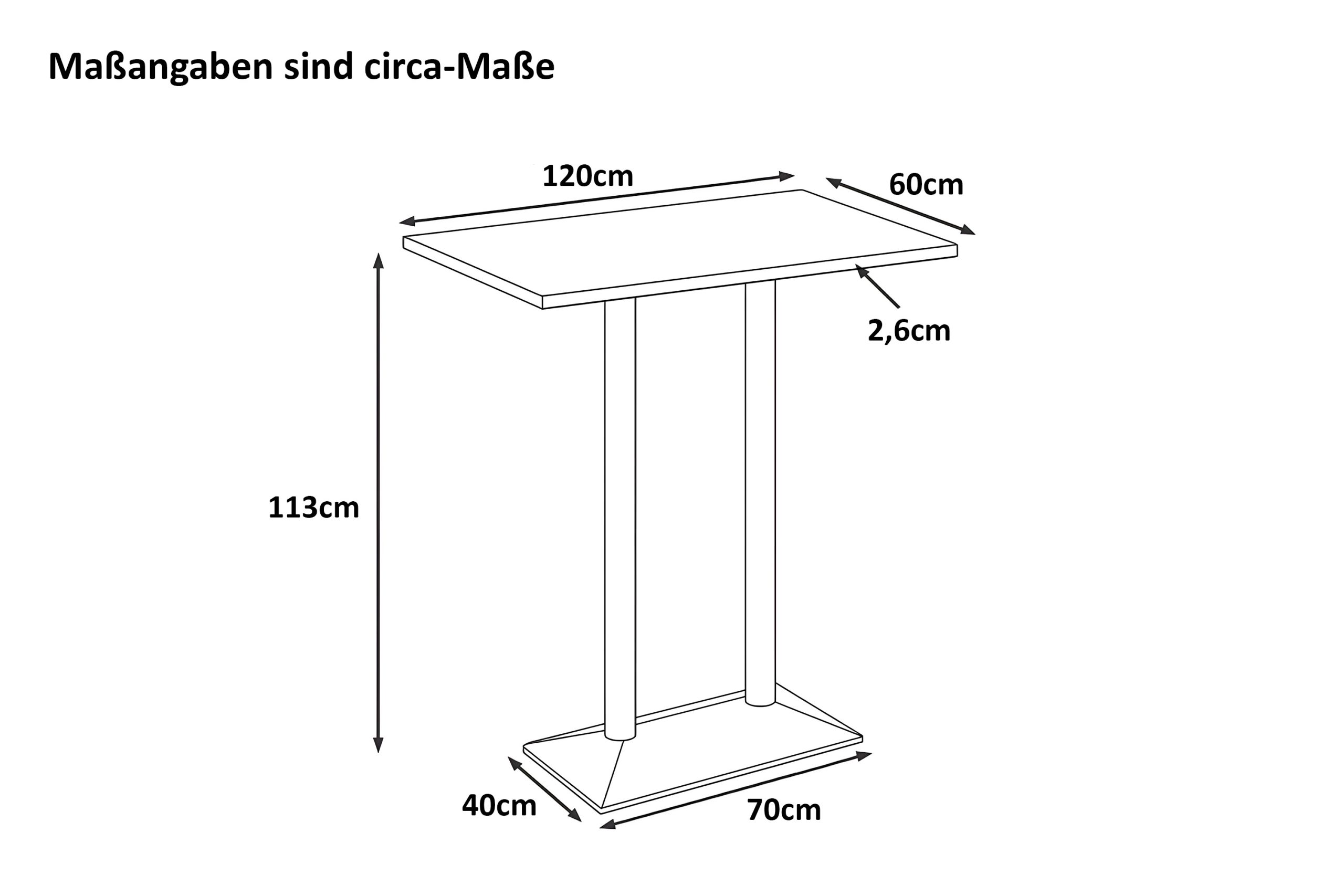 Bistrotisch Baumkante 120 x 60 cm massiv Mangoholz natur Doppel-Säulengestell Silber IAN – Bild 4