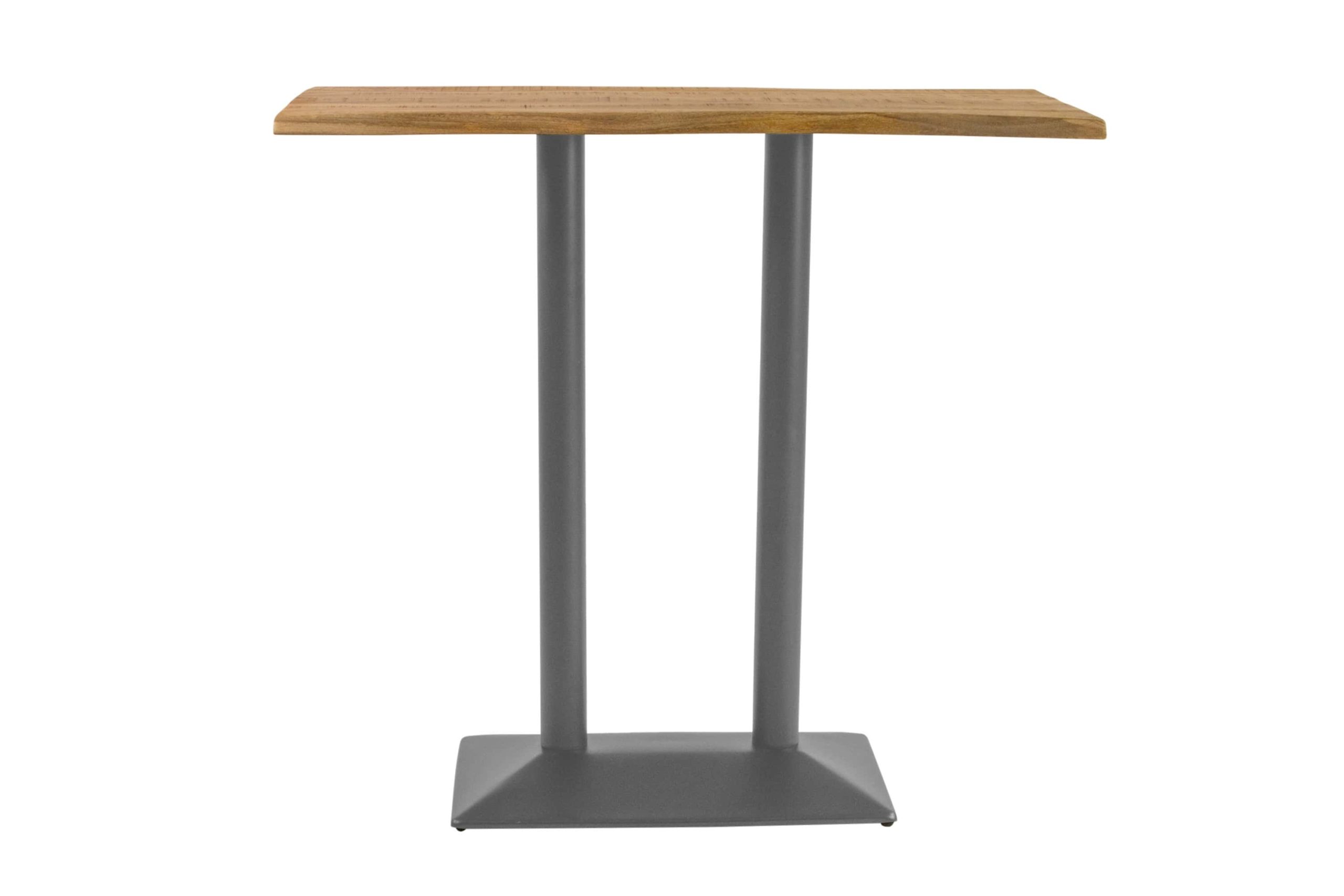 Bistrotisch Baumkante 120 x 60 cm massiv Mangoholz natur Doppel-Säulengestell Silber IAN – Bild 6